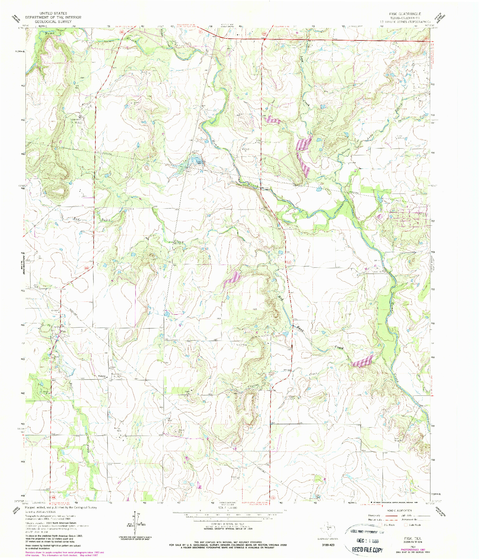 USGS 1:24000-SCALE QUADRANGLE FOR FISK, TX 1964