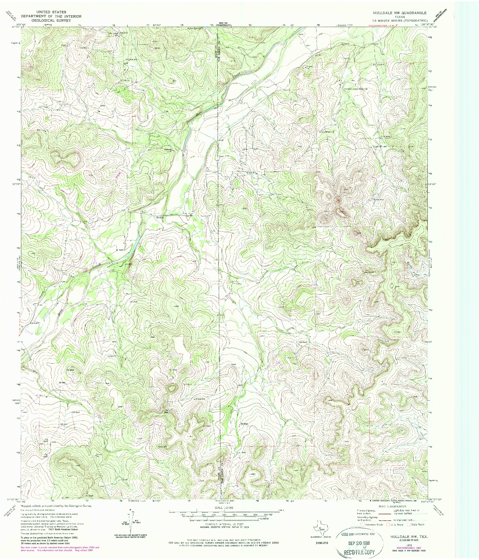 USGS 1:24000-SCALE QUADRANGLE FOR HULLDALE NW, TX 1972