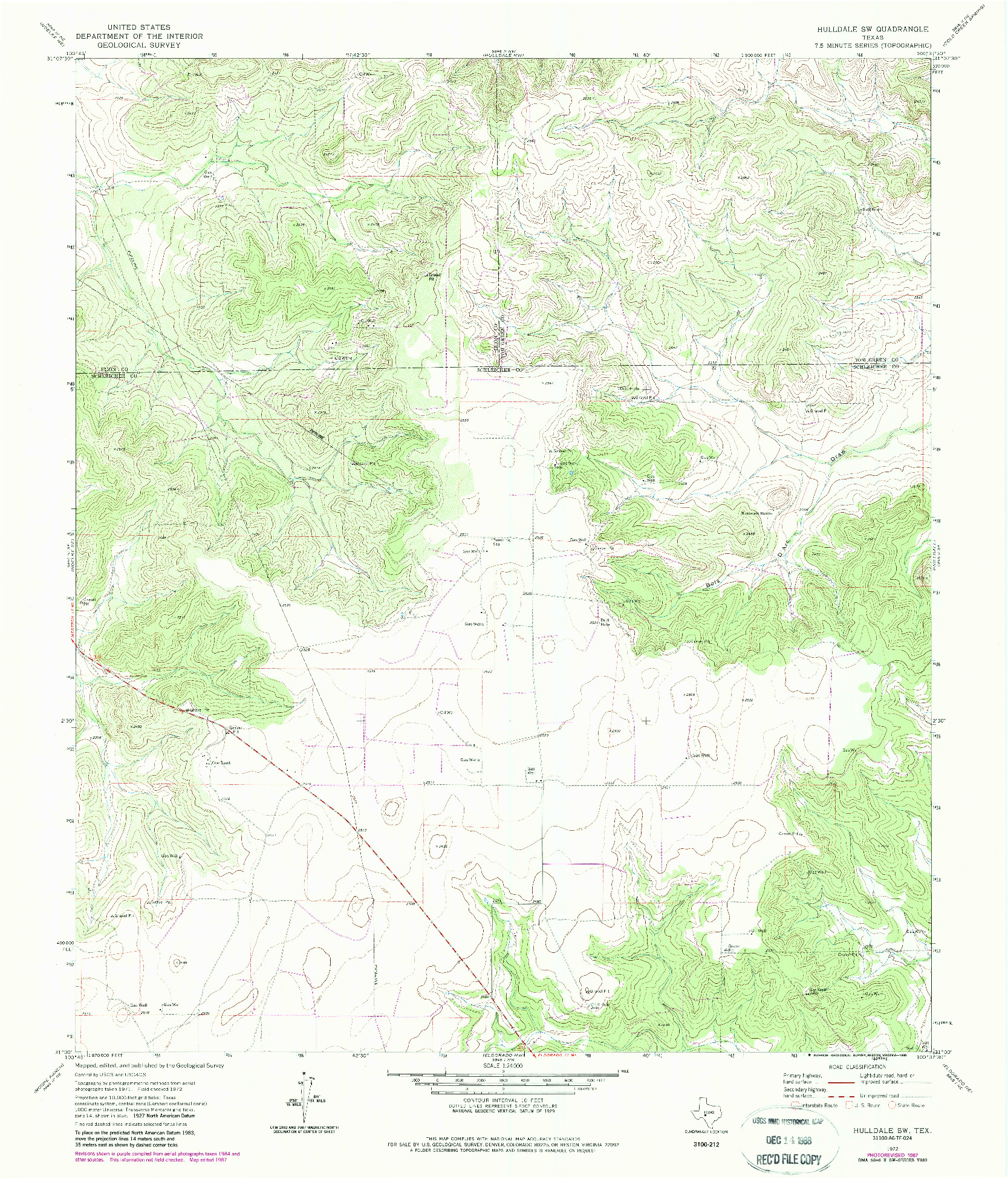 USGS 1:24000-SCALE QUADRANGLE FOR HULLDALE SW, TX 1972