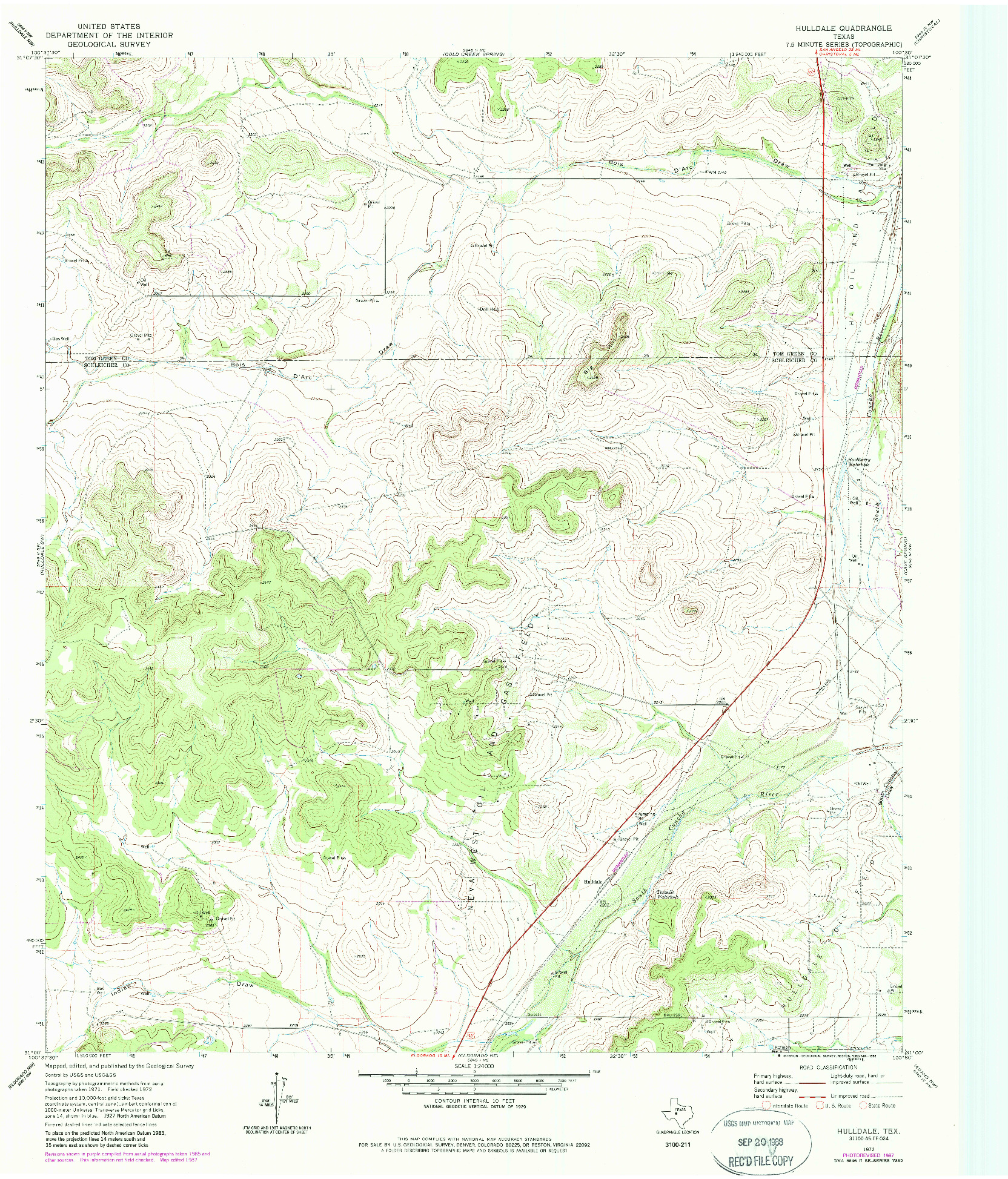 USGS 1:24000-SCALE QUADRANGLE FOR HULLDALE, TX 1972