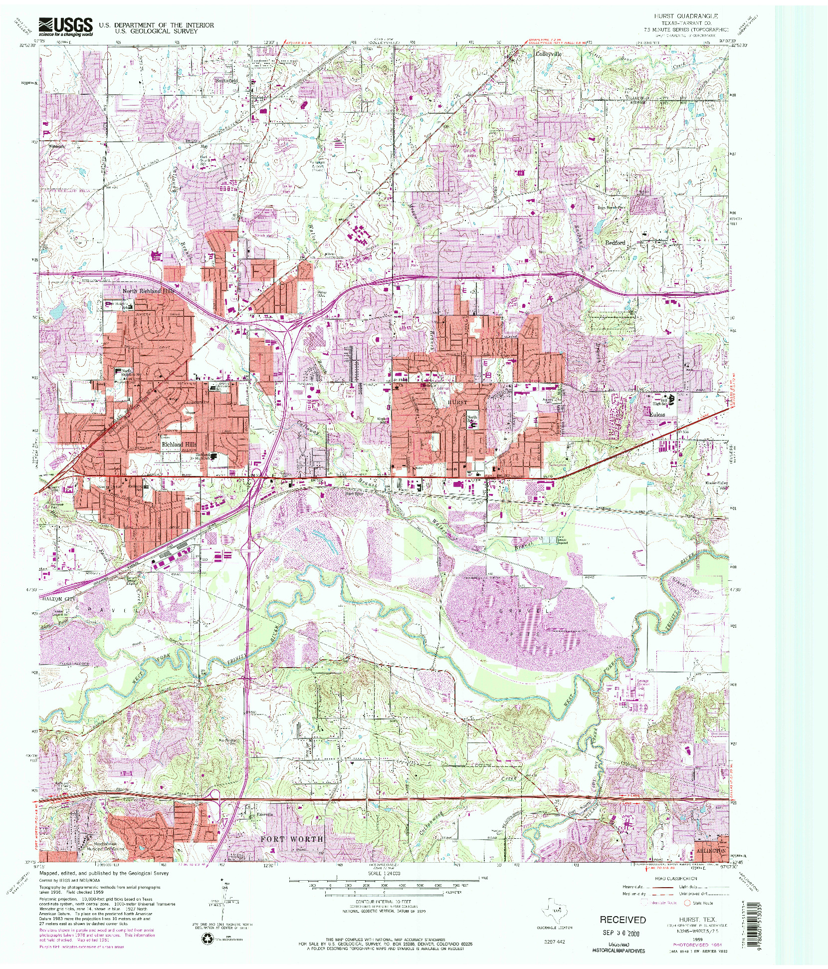 USGS 1:24000-SCALE QUADRANGLE FOR HURST, TX 1959