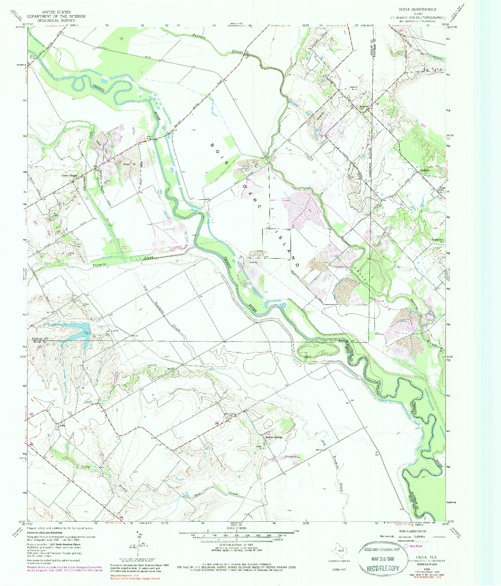 USGS 1:24000-SCALE QUADRANGLE FOR INDIA, TX 1959