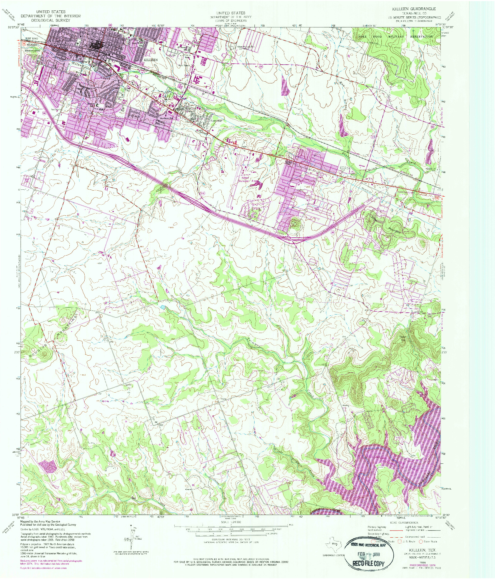 USGS 1:24000-SCALE QUADRANGLE FOR KILLEEN, TX 1958