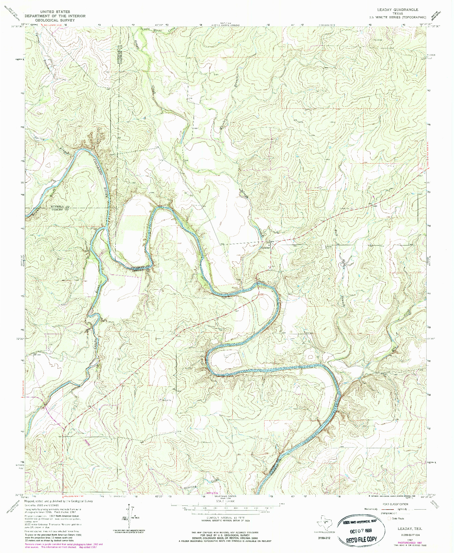 USGS 1:24000-SCALE QUADRANGLE FOR LEADAY, TX 1967