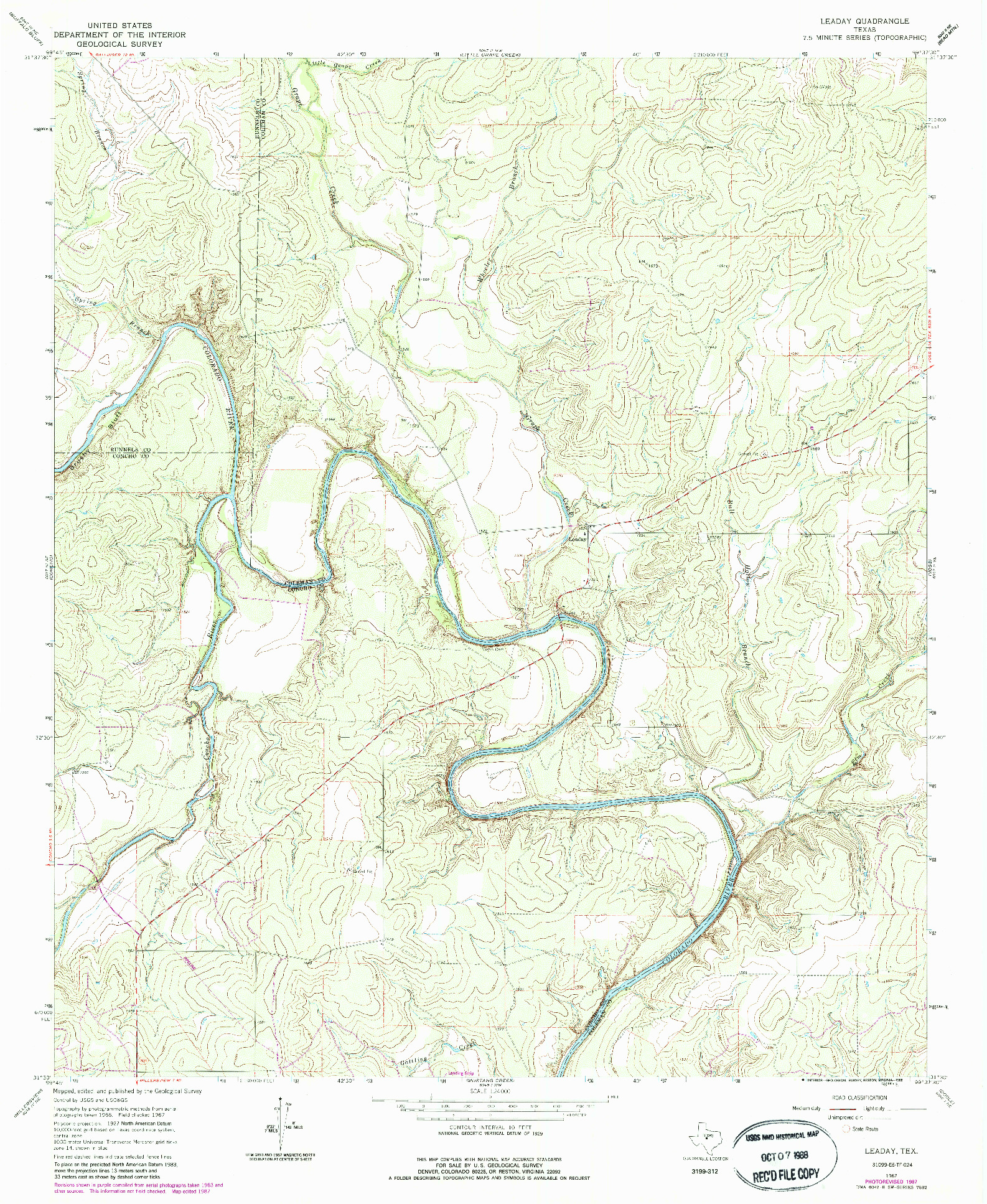 USGS 1:24000-SCALE QUADRANGLE FOR LEADAY, TX 1967