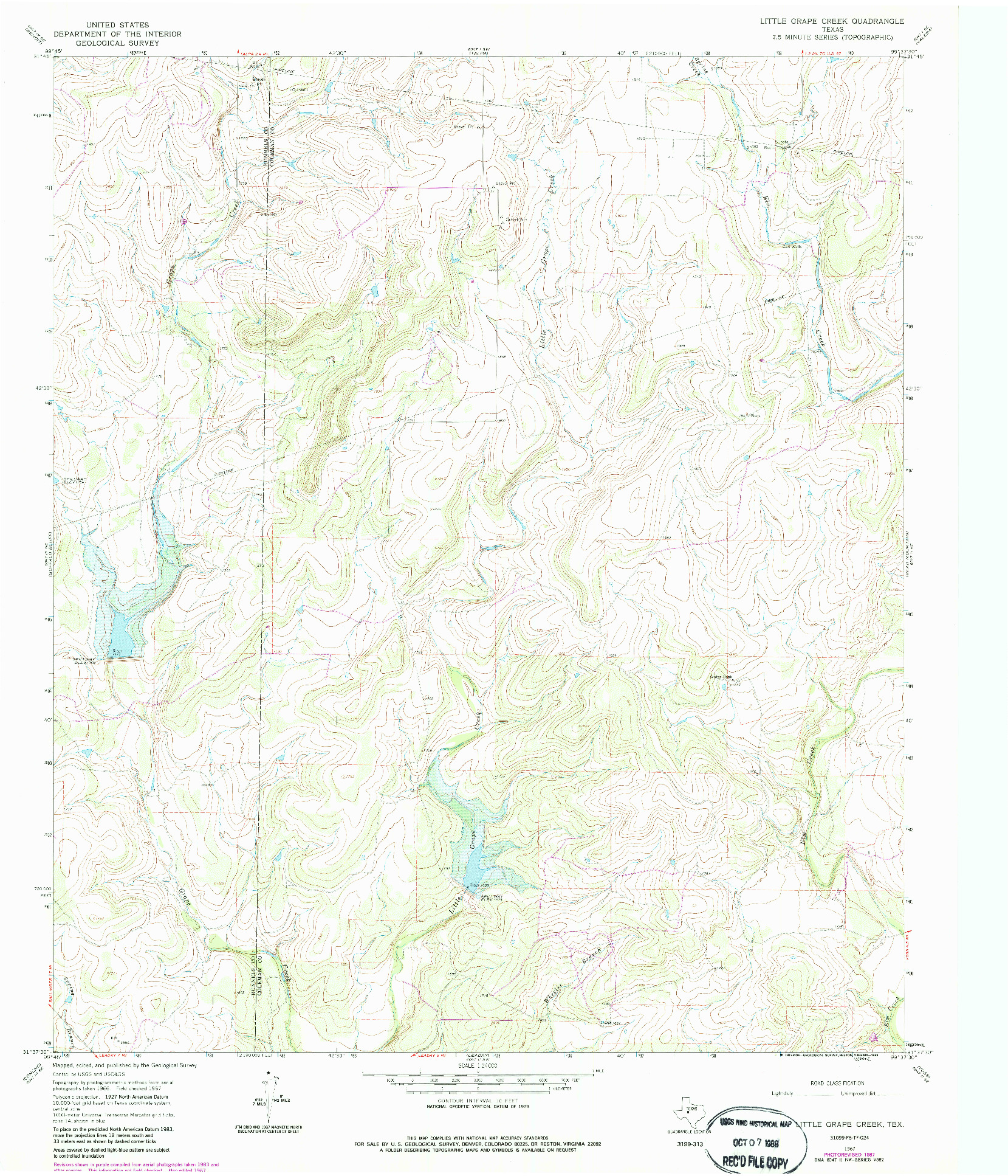 USGS 1:24000-SCALE QUADRANGLE FOR LITTLE GRAPE CREEK, TX 1967