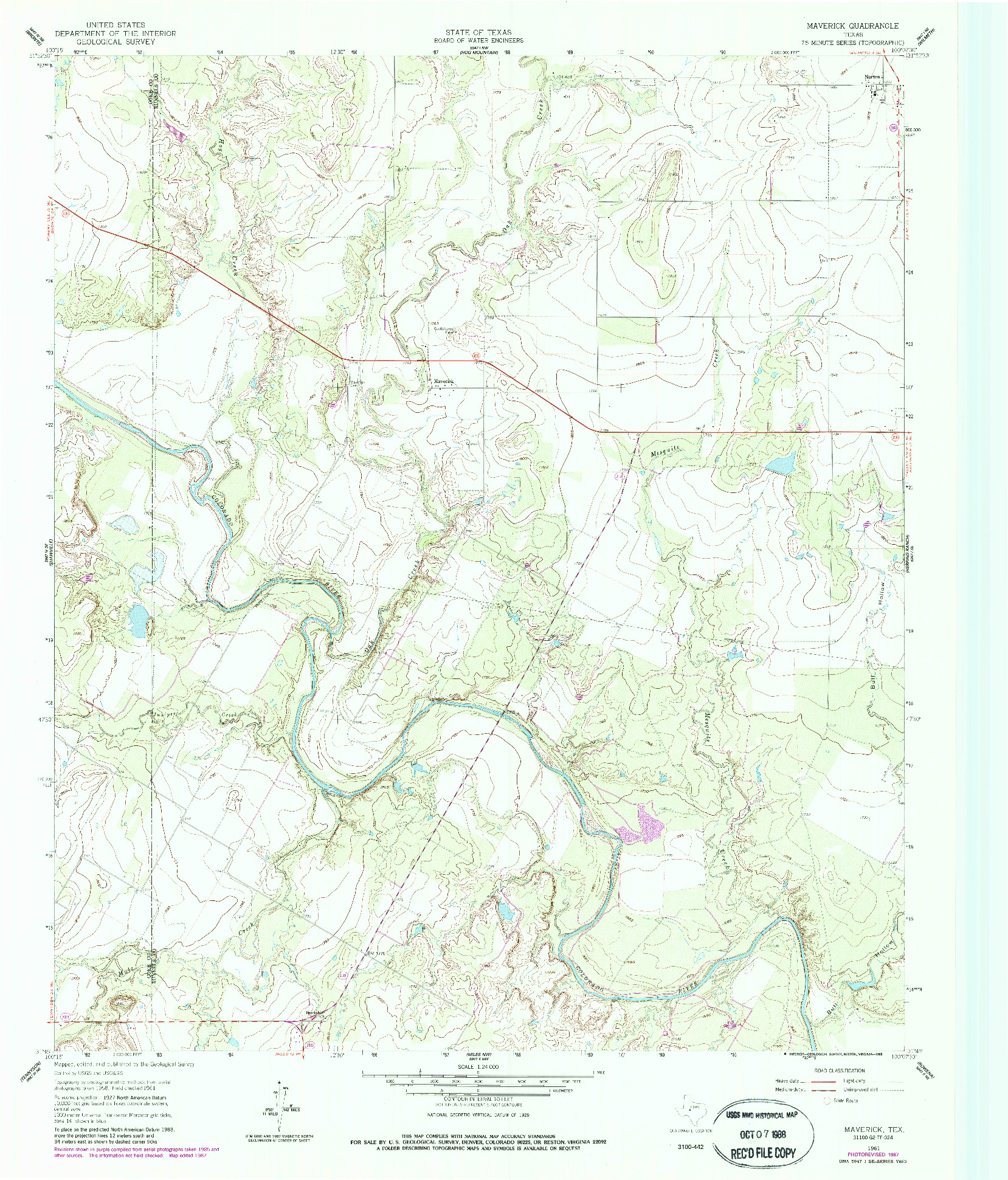 USGS 1:24000-SCALE QUADRANGLE FOR MAVERICK, TX 1961