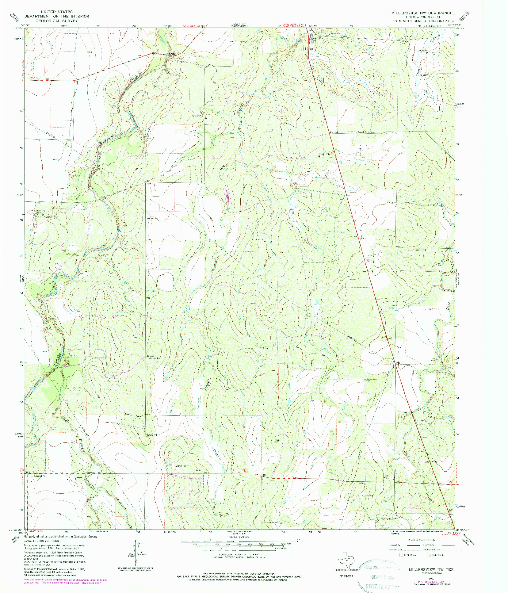 USGS 1:24000-SCALE QUADRANGLE FOR MILLERSVIEW NW, TX 1967