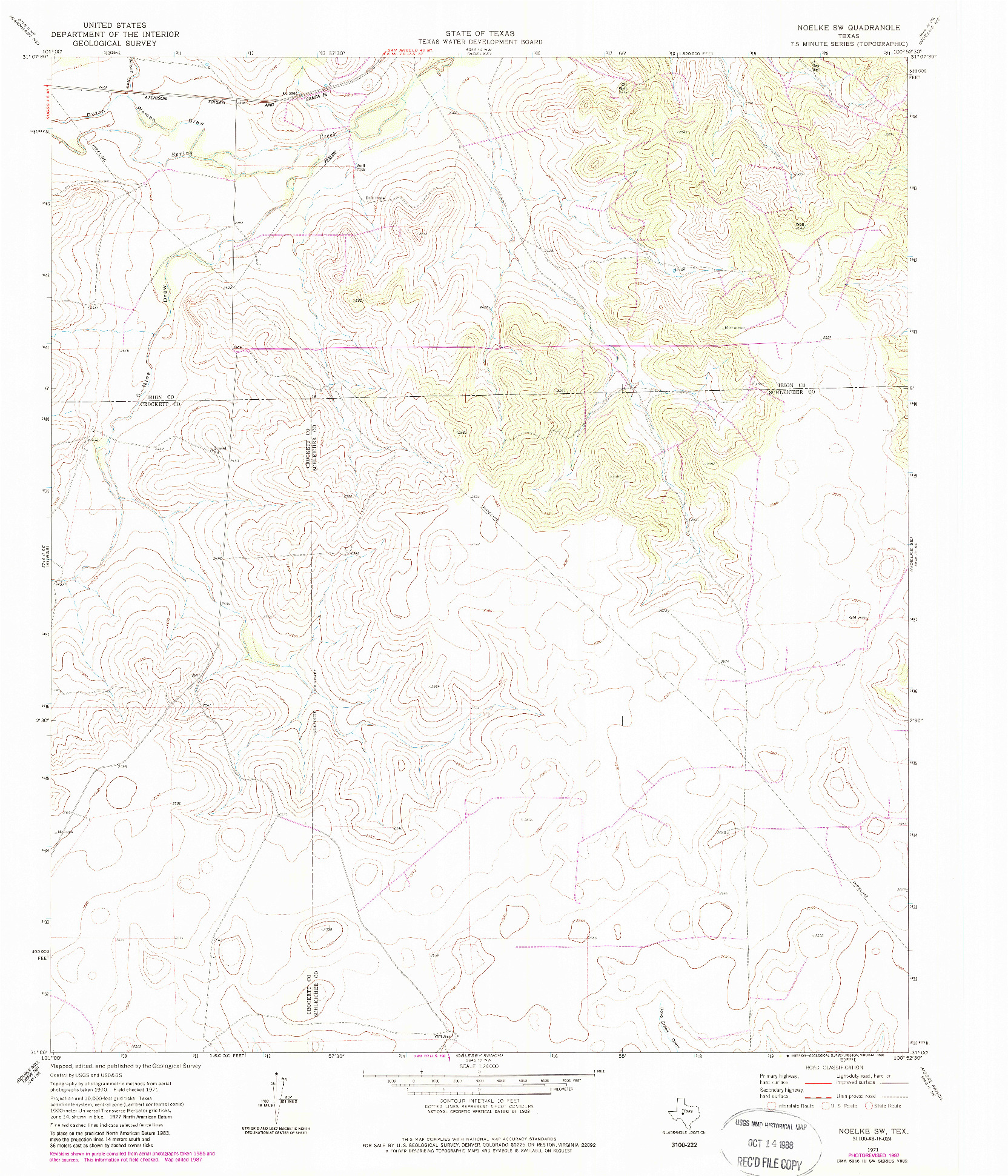 USGS 1:24000-SCALE QUADRANGLE FOR NOELKE SW, TX 1971