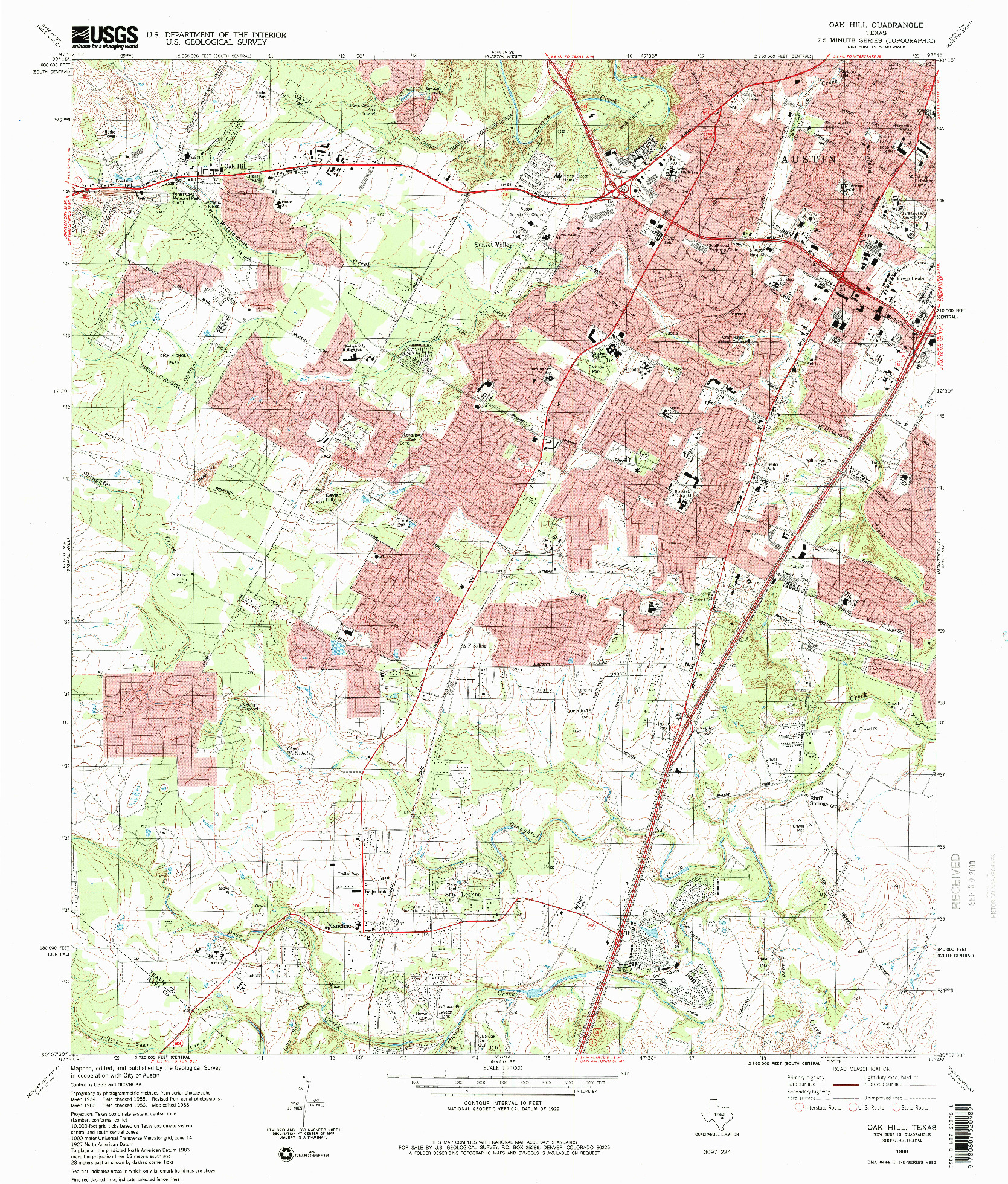 USGS 1:24000-SCALE QUADRANGLE FOR OAK HILL, TX 1988