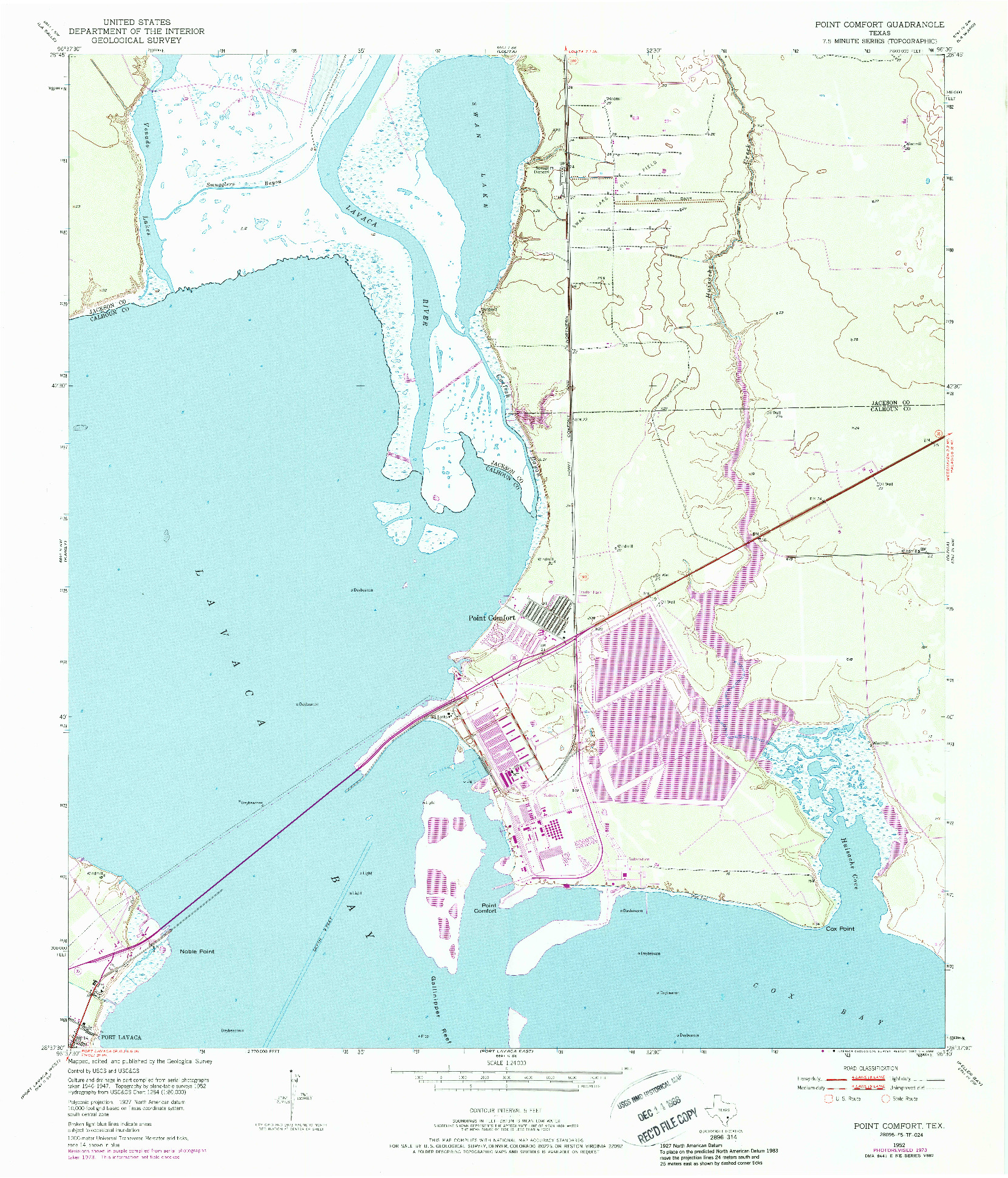 USGS 1:24000-SCALE QUADRANGLE FOR POINT COMFORT, TX 1952
