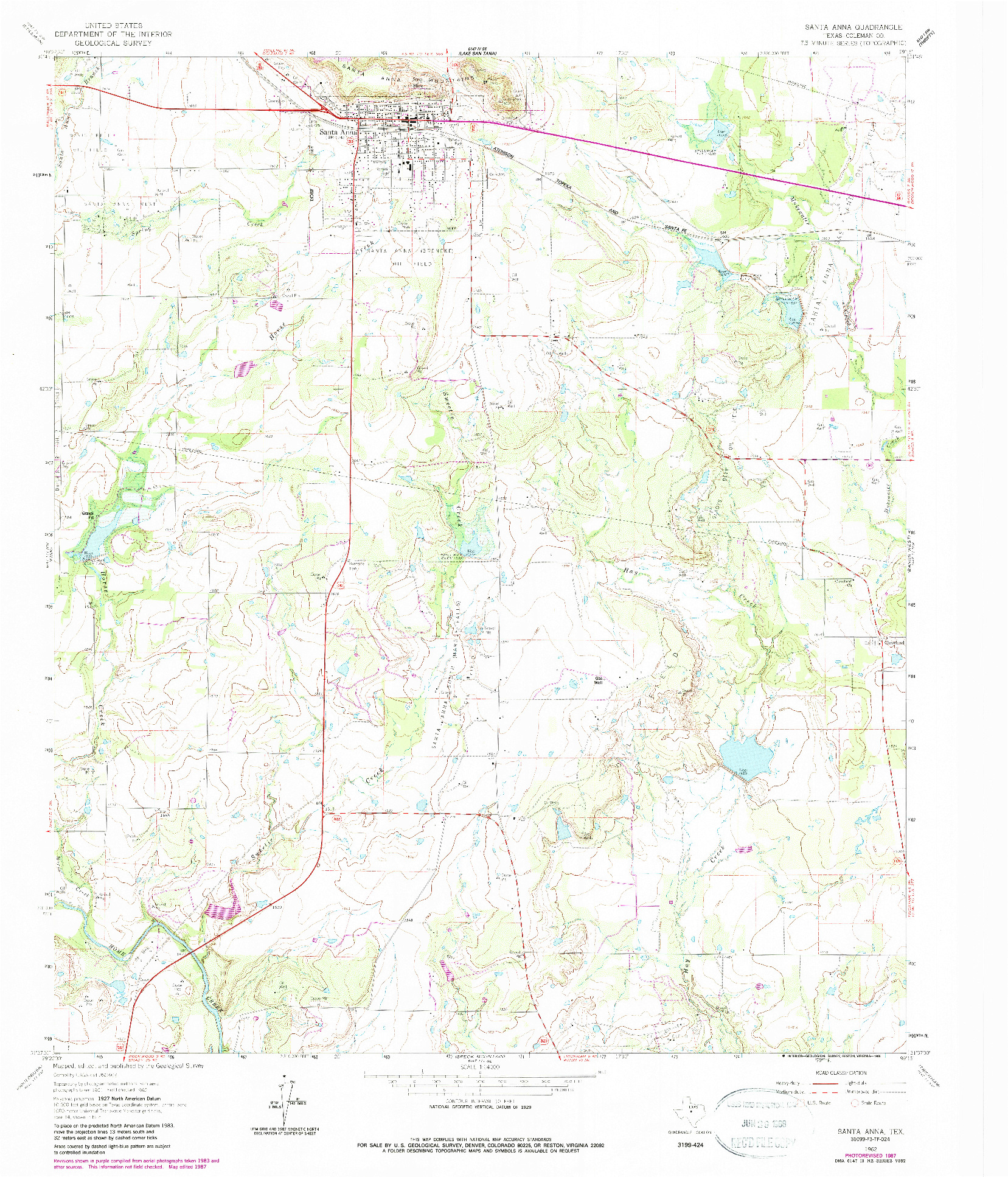 USGS 1:24000-SCALE QUADRANGLE FOR SANTA ANNA, TX 1962