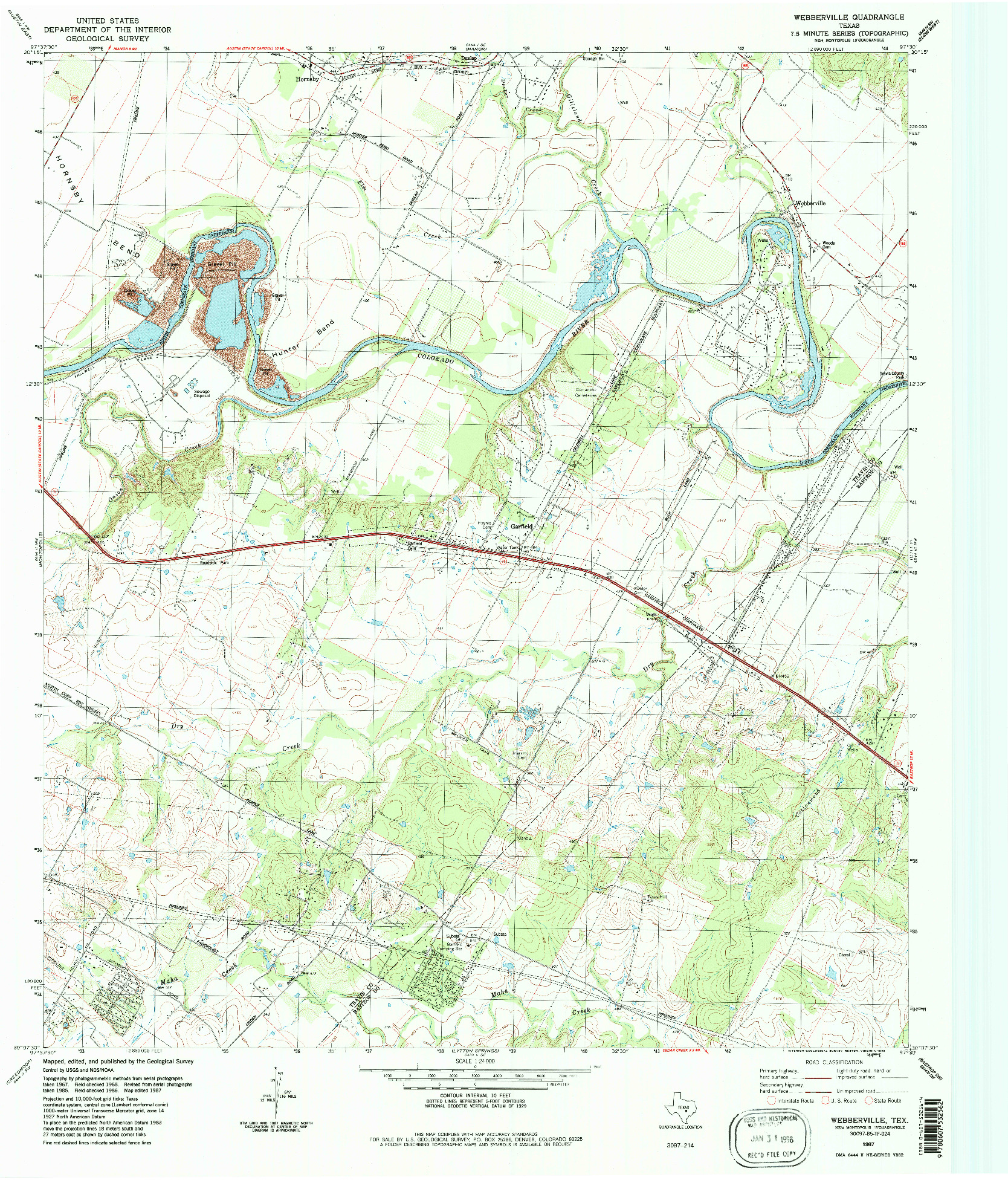 USGS 1:24000-SCALE QUADRANGLE FOR WEBBERVILLE, TX 1987