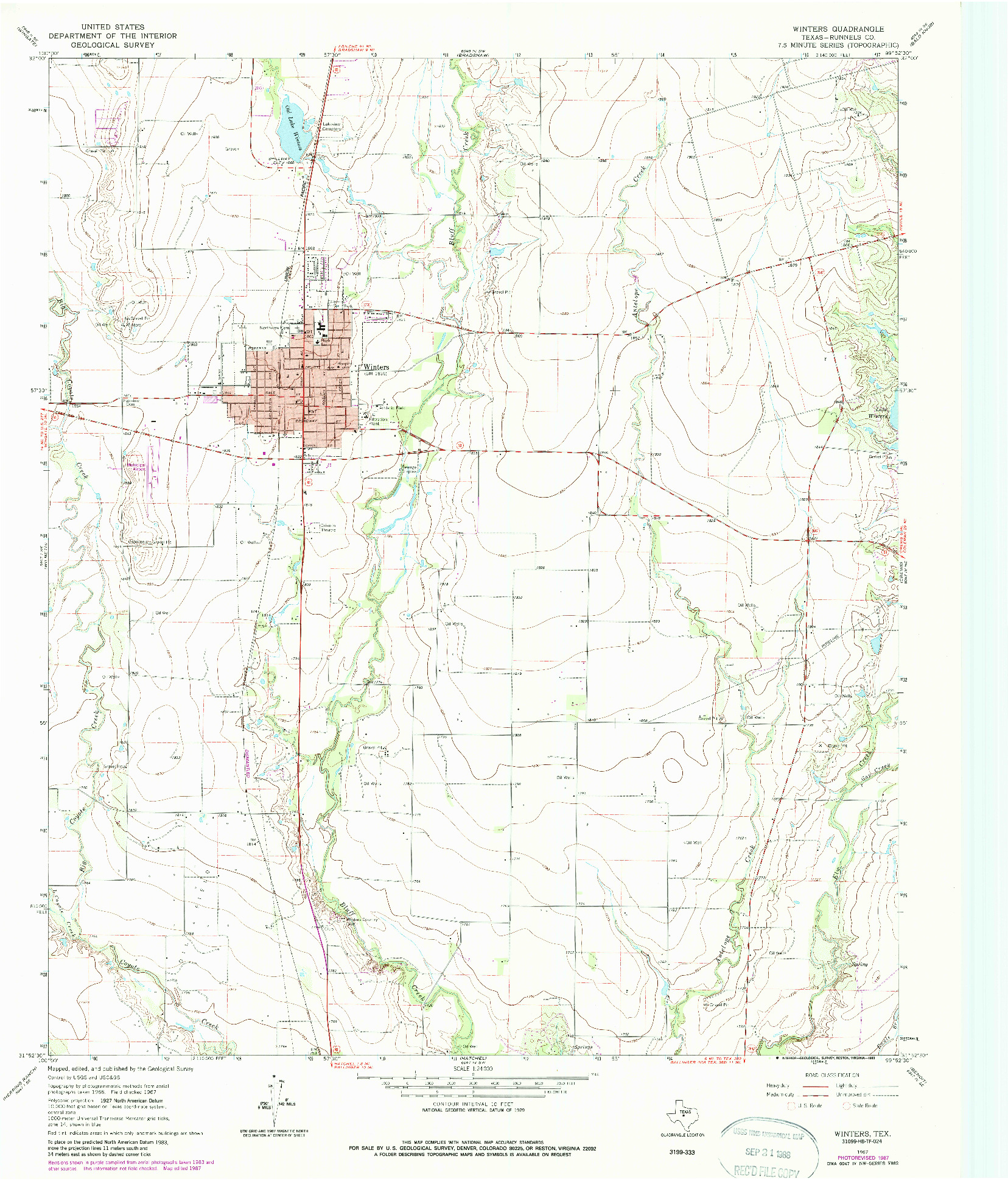 USGS 1:24000-SCALE QUADRANGLE FOR WINTERS, TX 1967