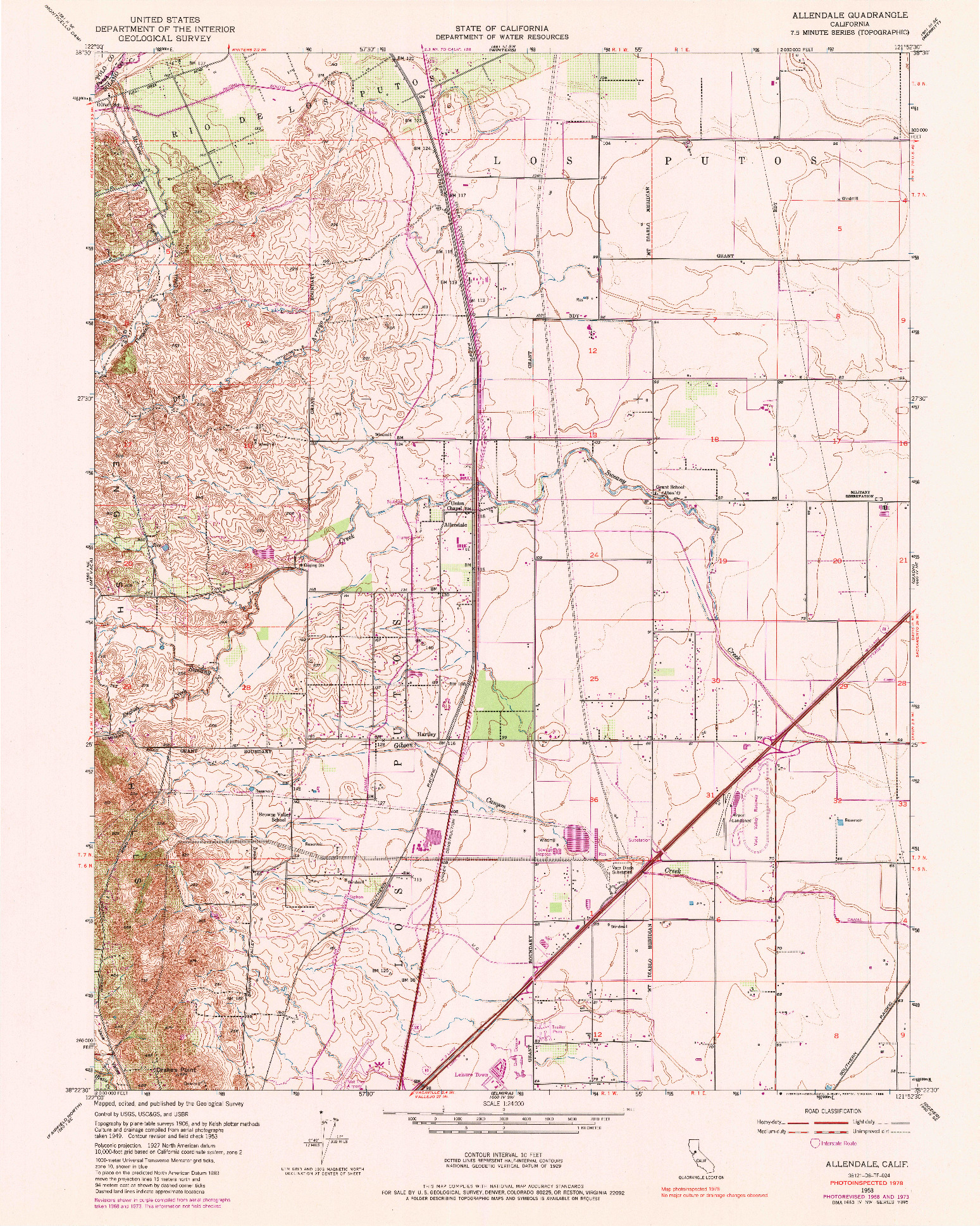 USGS 1:24000-SCALE QUADRANGLE FOR ALLENDALE, CA 1953