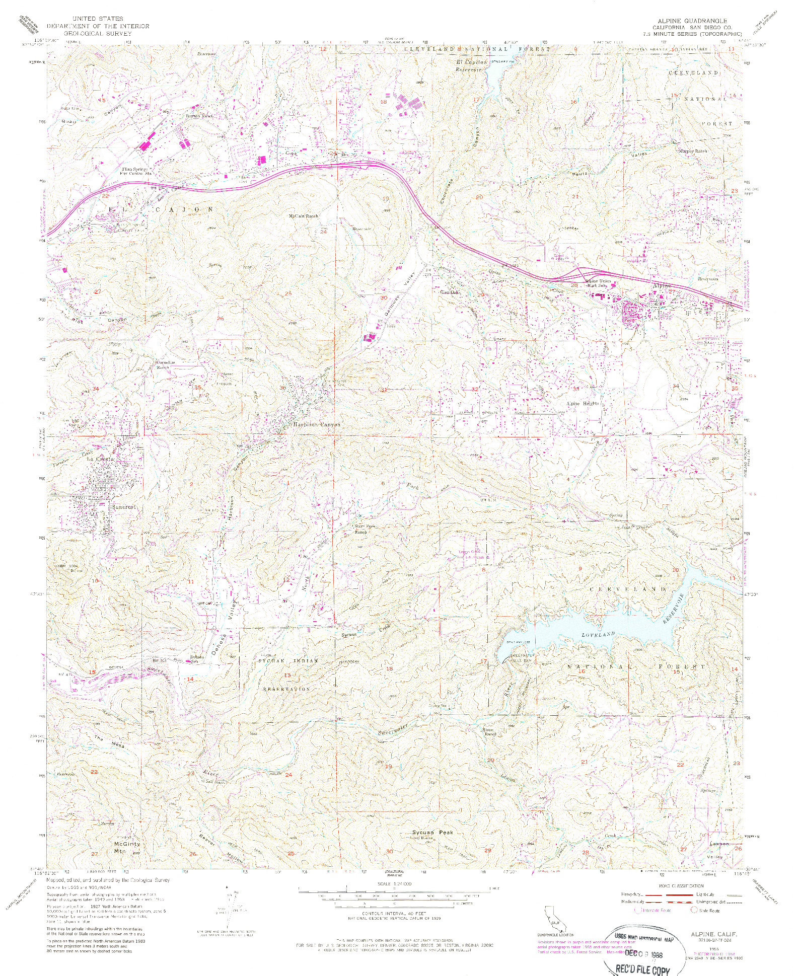 USGS 1:24000-SCALE QUADRANGLE FOR ALPINE, CA 1955