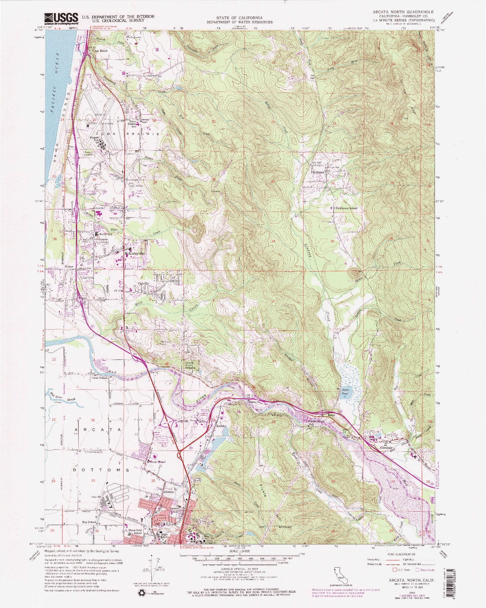 USGS 1:24000-SCALE QUADRANGLE FOR ARCATA NORTH, CA 1959