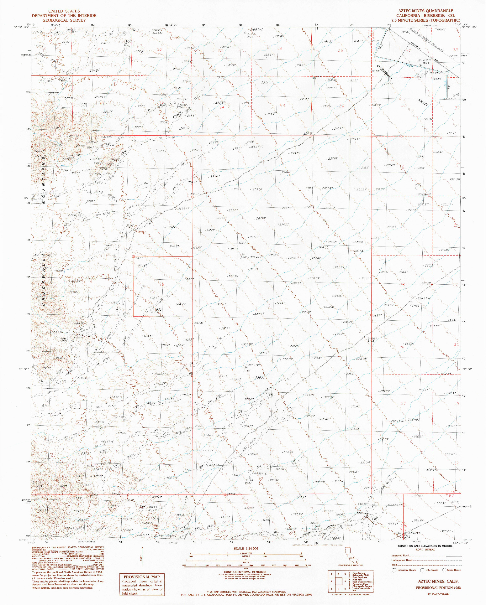 USGS 1:24000-SCALE QUADRANGLE FOR AZTEC MINES, CA 1983