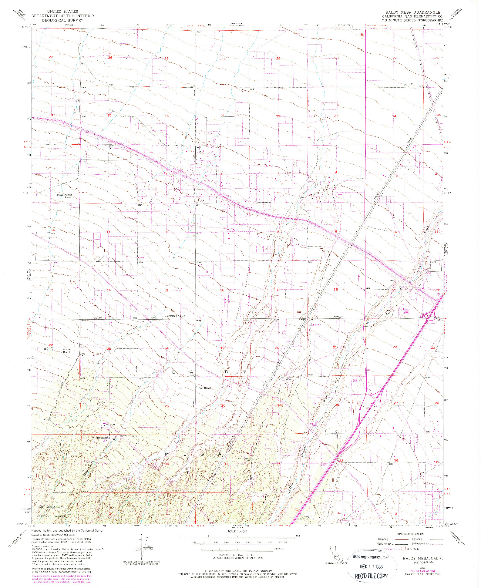 USGS 1:24000-SCALE QUADRANGLE FOR BALDY MESA, CA 1956