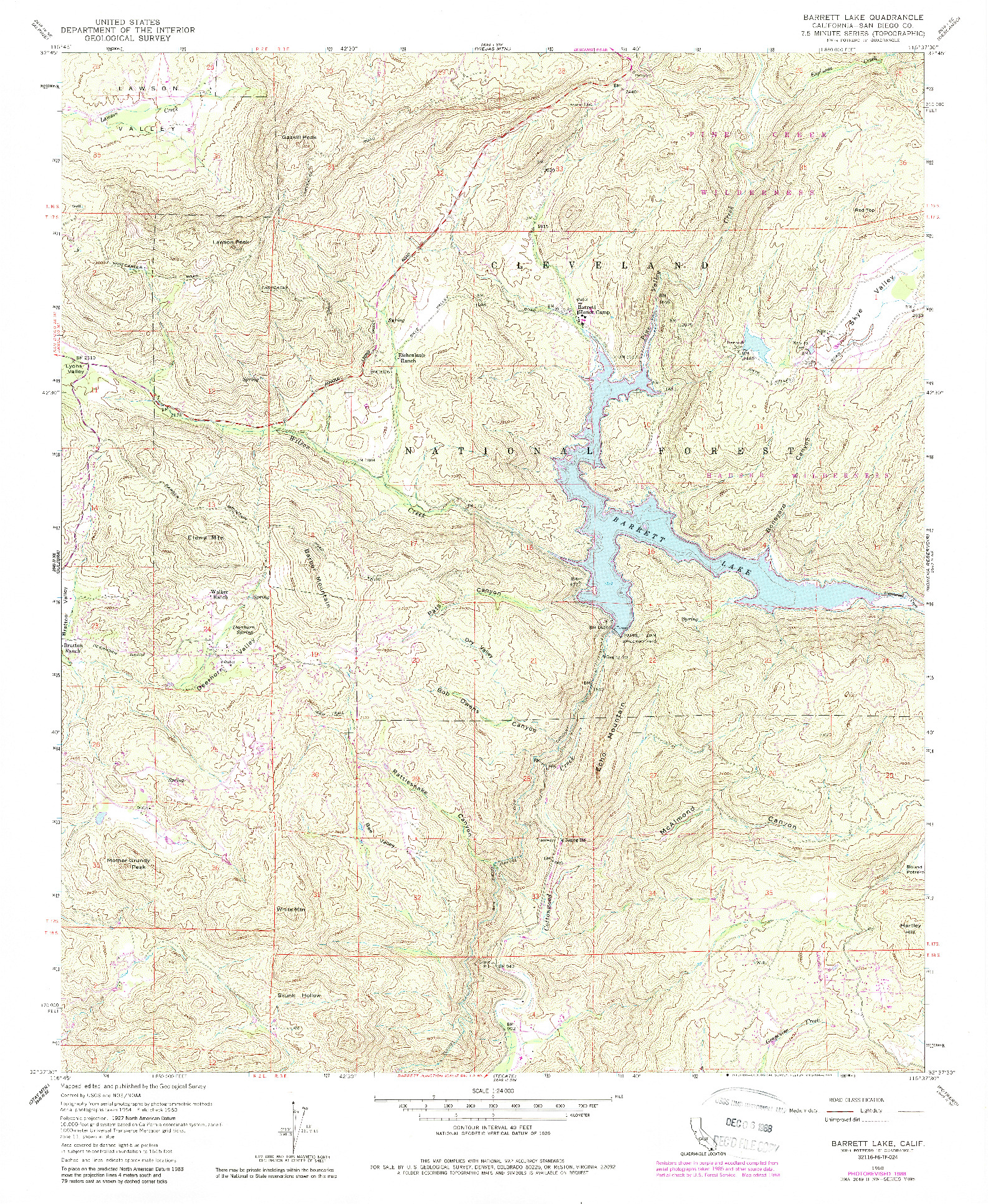 USGS 1:24000-SCALE QUADRANGLE FOR BARRETT LAKE, CA 1960