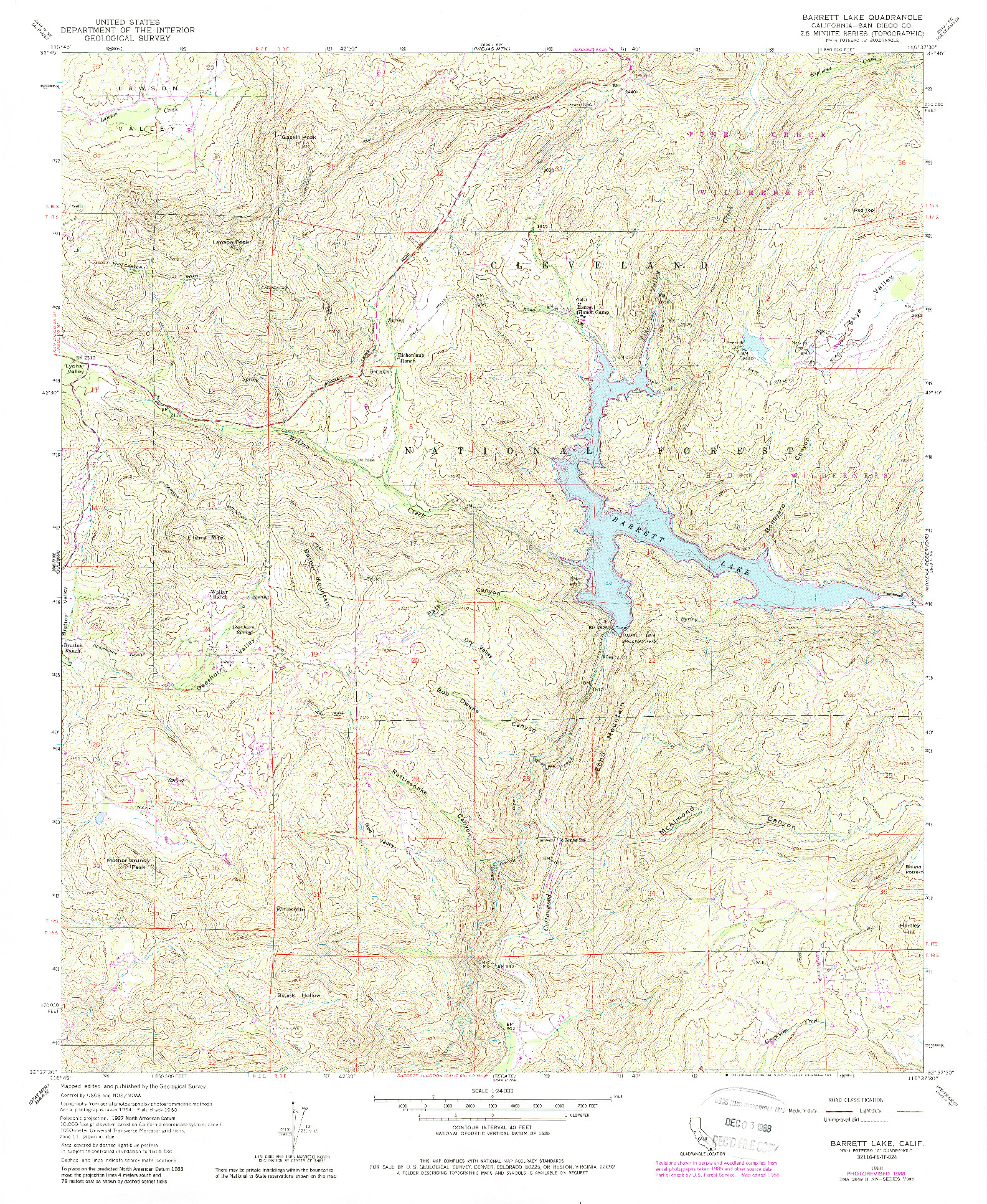 USGS 1:24000-SCALE QUADRANGLE FOR BARRETT LAKE, CA 1960