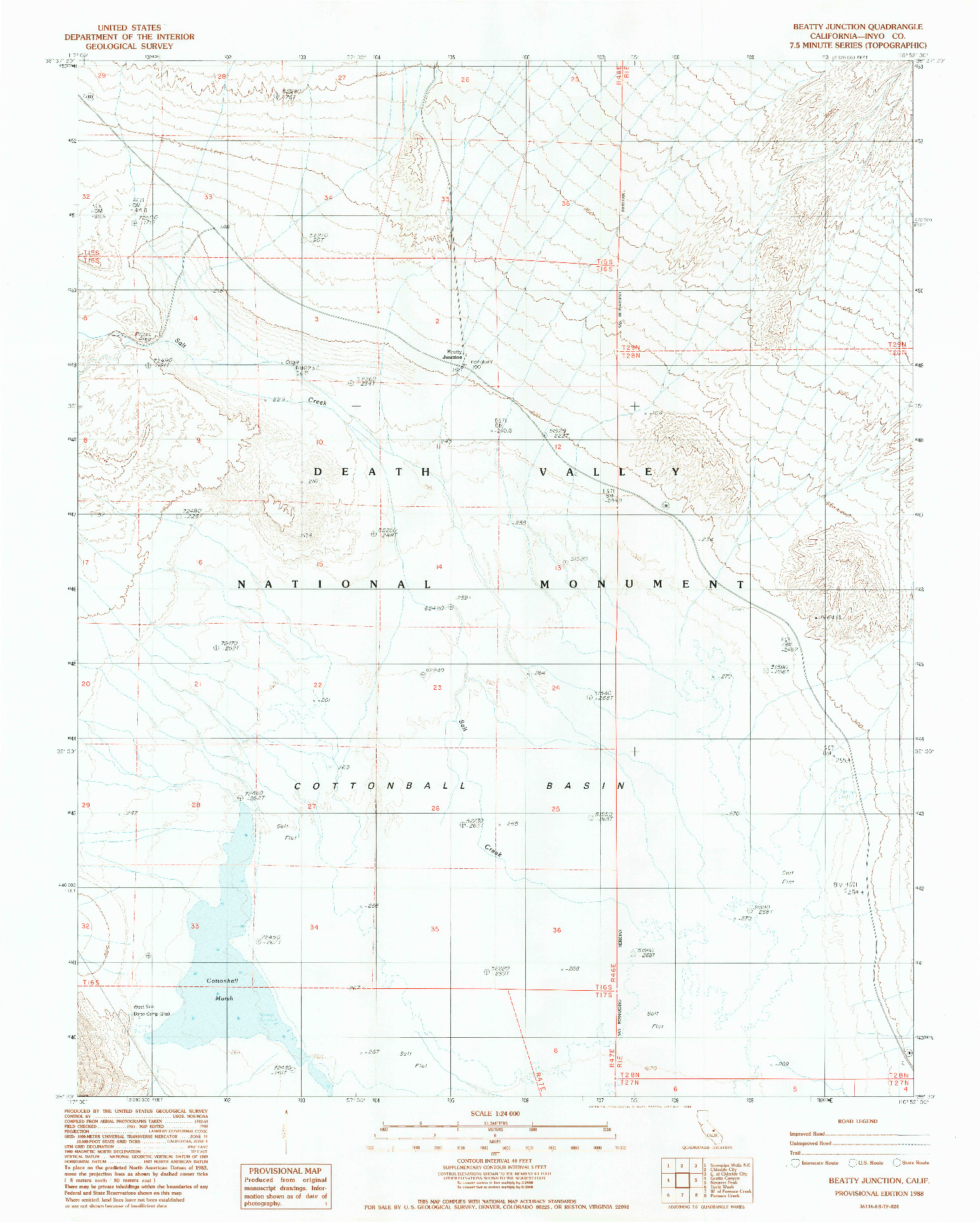 USGS 1:24000-SCALE QUADRANGLE FOR BEATTY JUNCTION, CA 1988