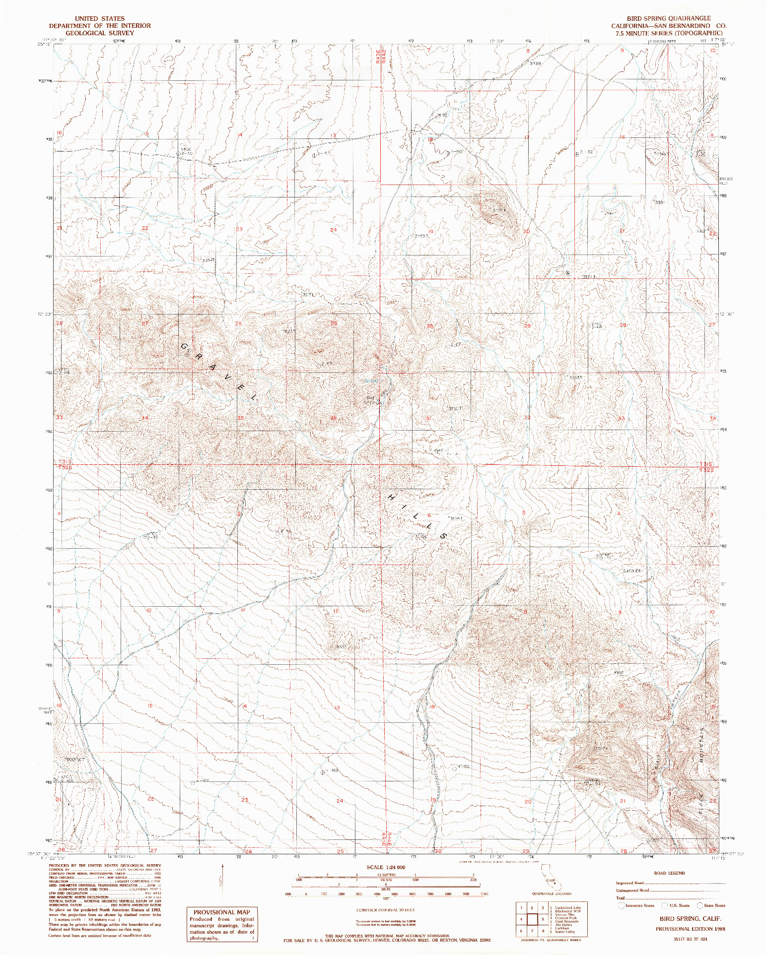 USGS 1:24000-SCALE QUADRANGLE FOR BIRD SPRING, CA 1988