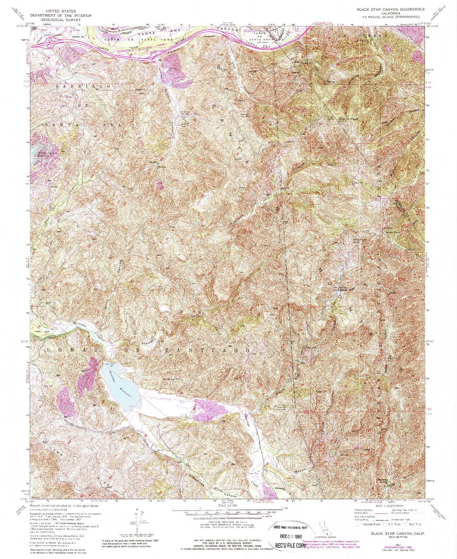 USGS 1:24000-SCALE QUADRANGLE FOR BLACK STAR CANYON, CA 1967