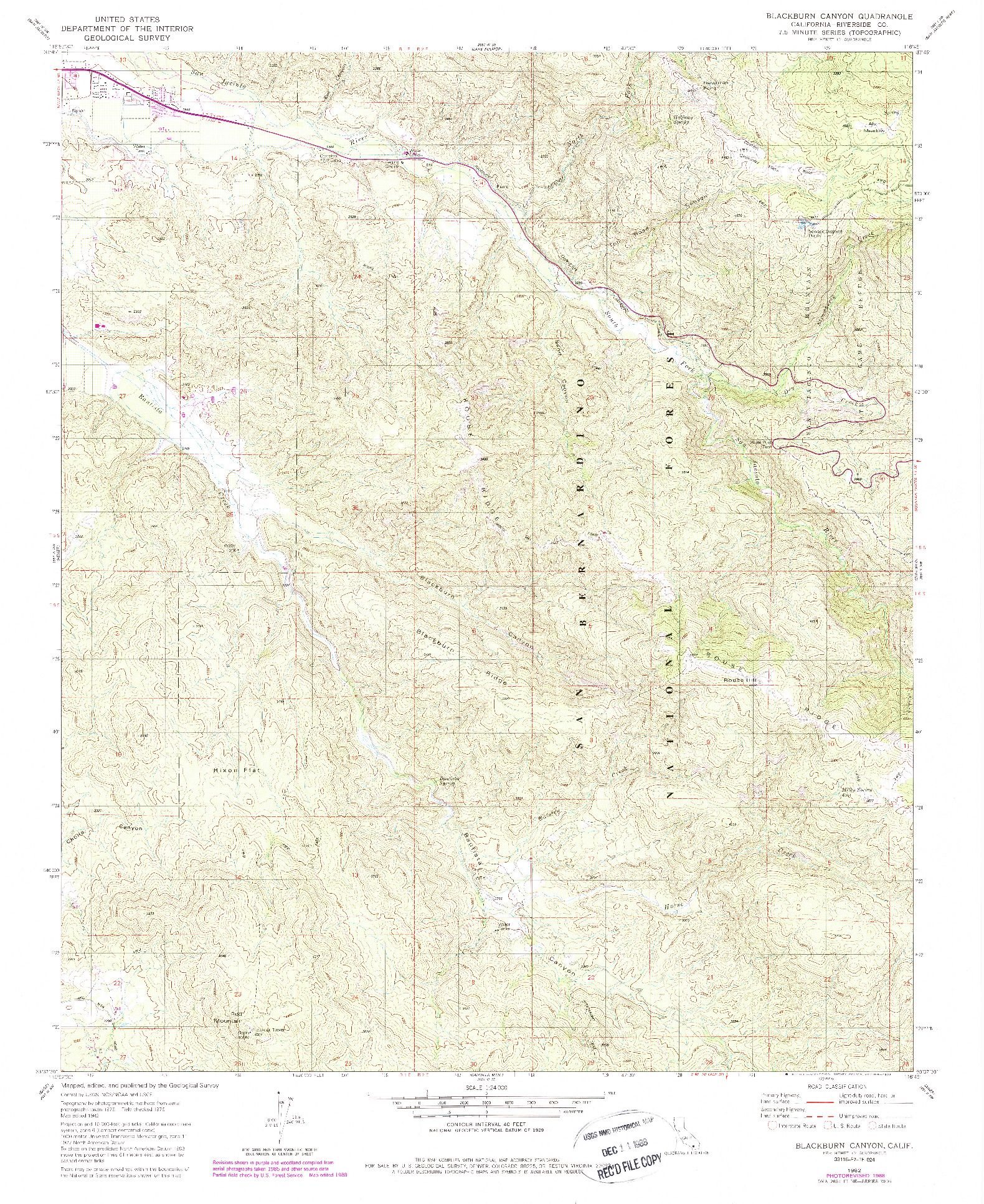 USGS 1:24000-SCALE QUADRANGLE FOR BLACKBURN CANYON, CA 1982
