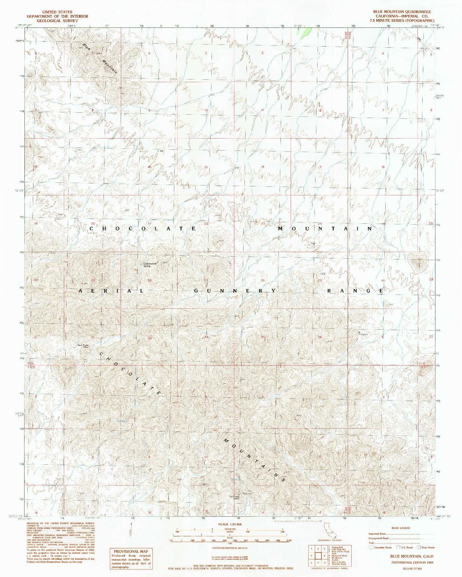 USGS 1:24000-SCALE QUADRANGLE FOR BLUE MOUNTAIN, CA 1988