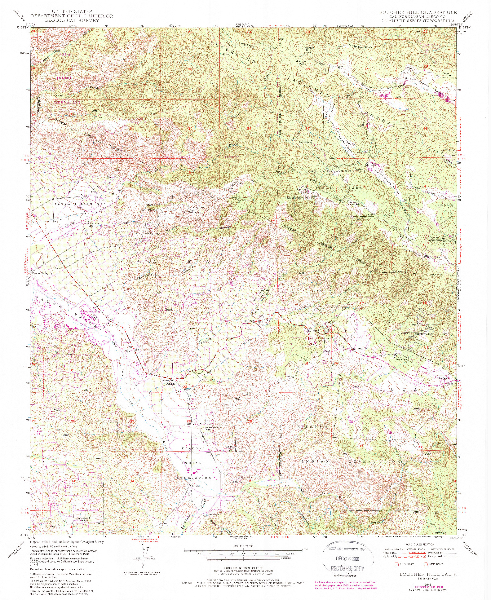 USGS 1:24000-SCALE QUADRANGLE FOR BOUCHER HILL, CA 1948