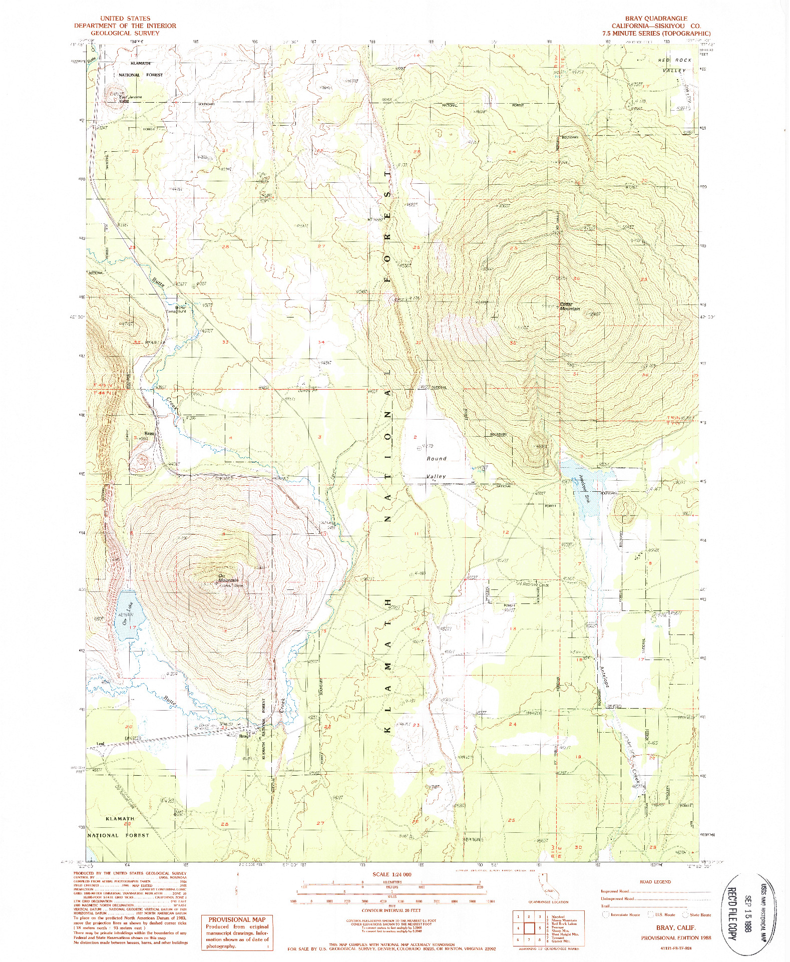 USGS 1:24000-SCALE QUADRANGLE FOR BRAY, CA 1988