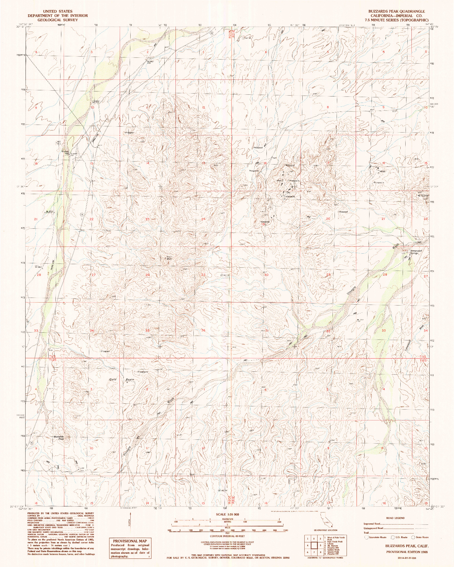 USGS 1:24000-SCALE QUADRANGLE FOR BUZZARDS PEAK, CA 1988