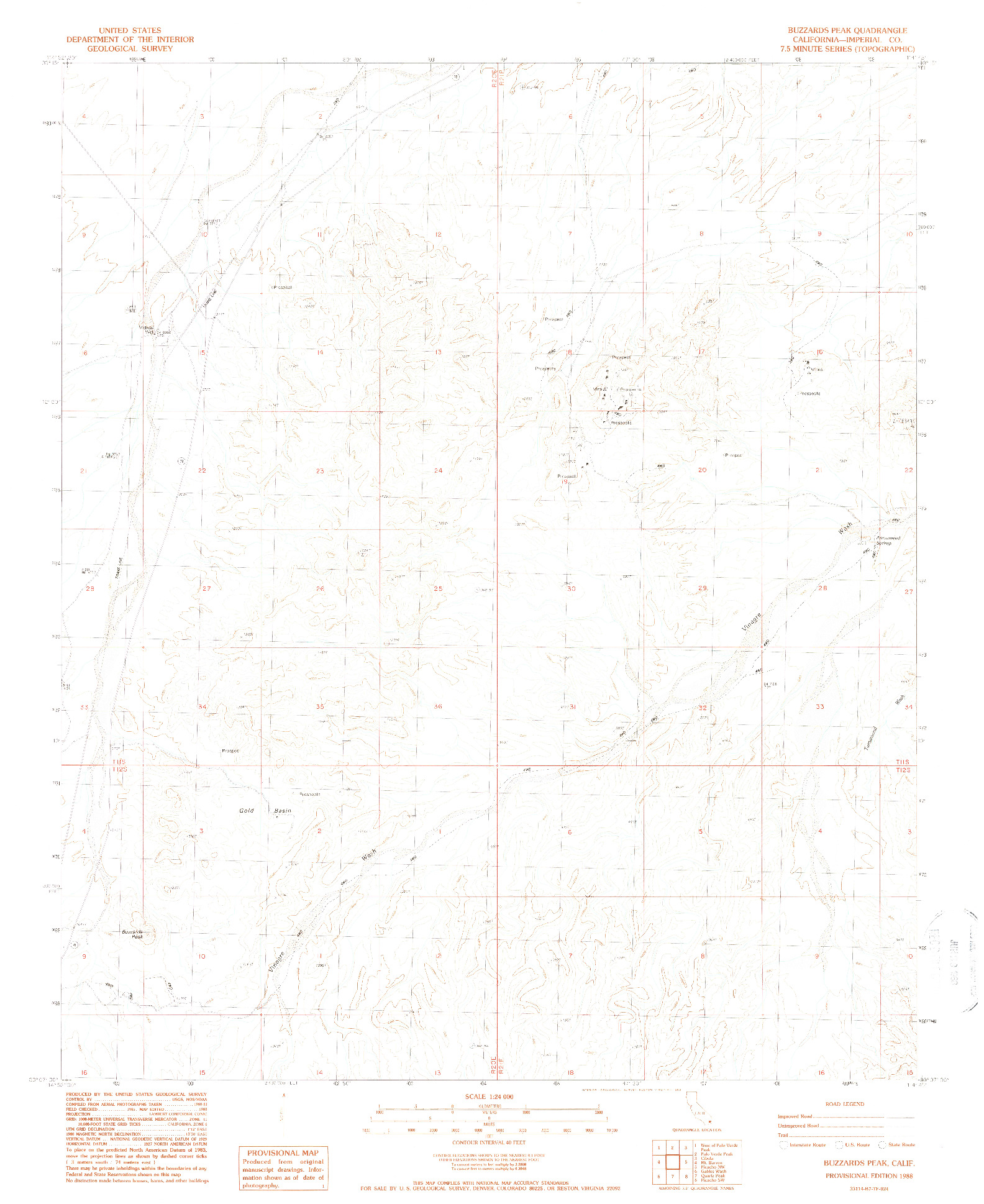 USGS 1:24000-SCALE QUADRANGLE FOR BUZZARDS PEAK, CA 1988