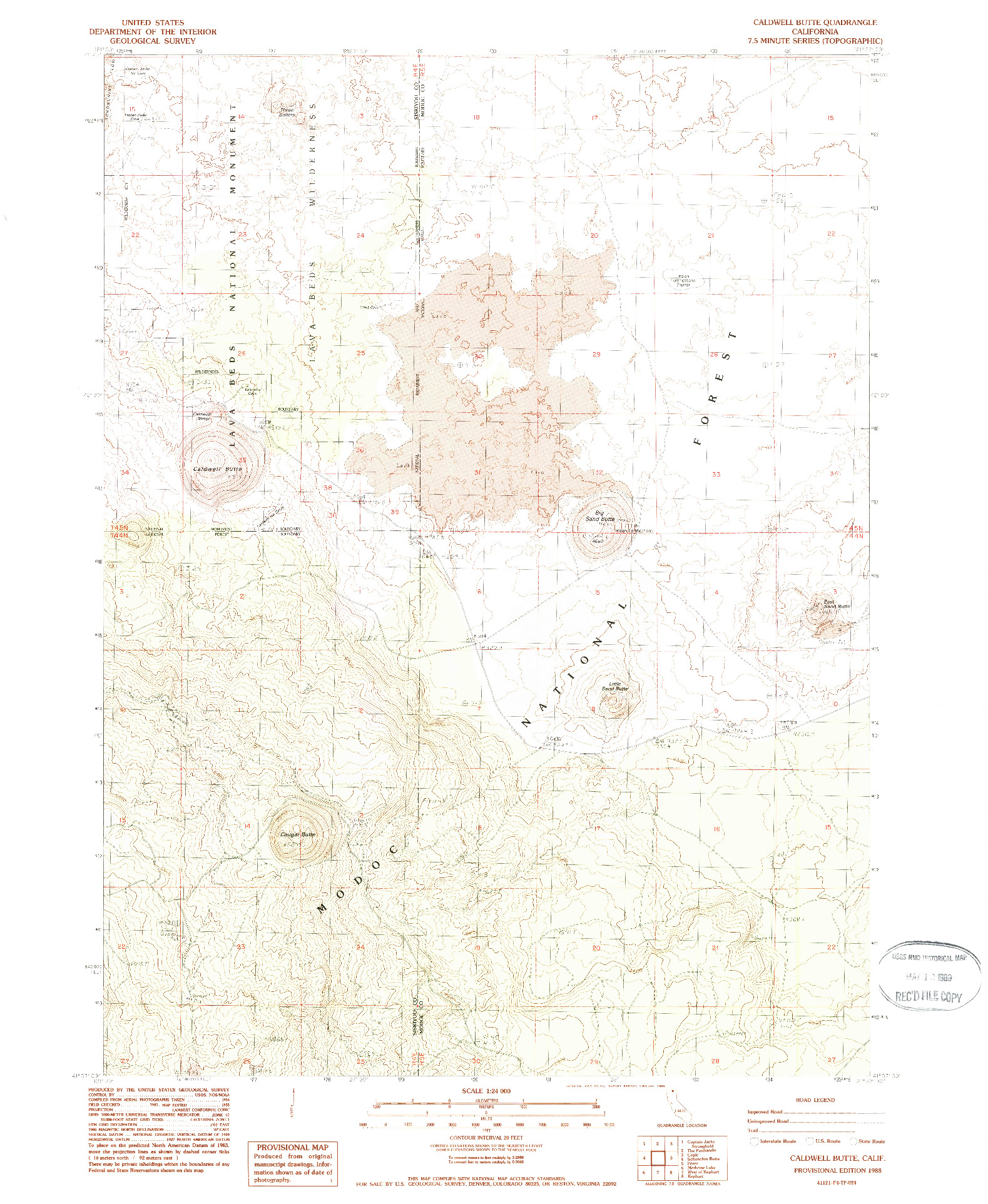 USGS 1:24000-SCALE QUADRANGLE FOR CALDWELL BUTTE, CA 1988