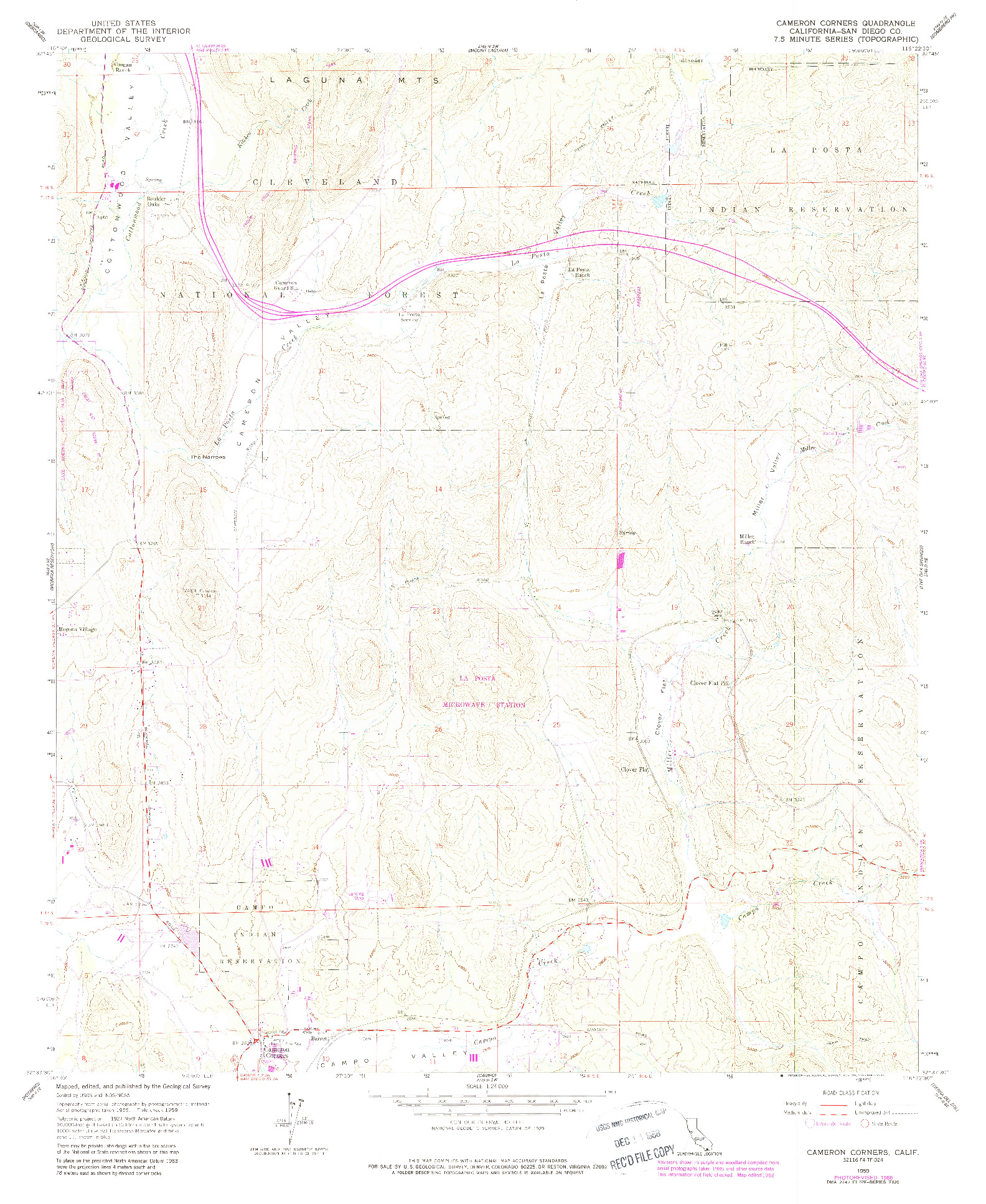 USGS 1:24000-SCALE QUADRANGLE FOR CAMERON CORNERS, CA 1959