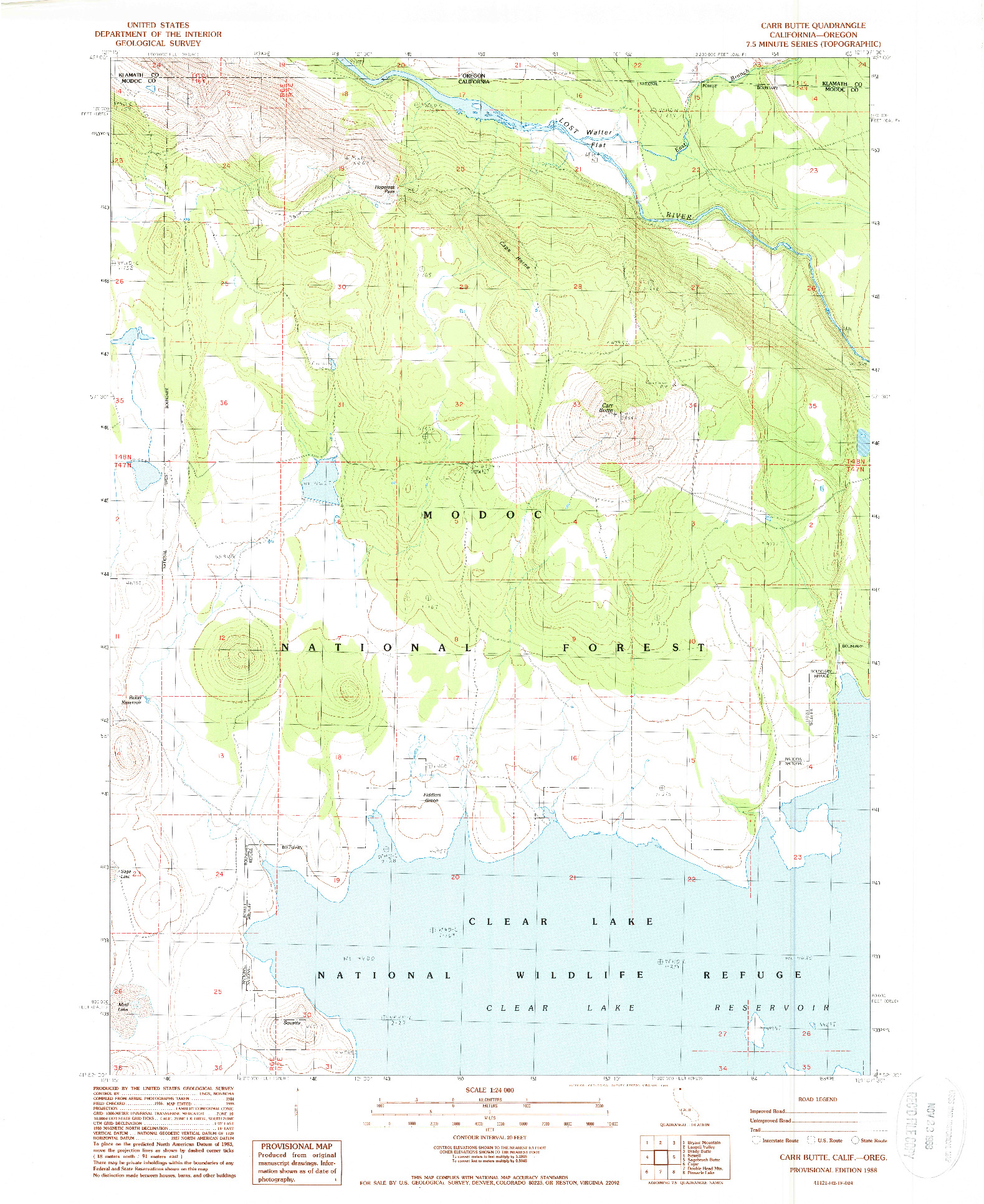 USGS 1:24000-SCALE QUADRANGLE FOR CARR BUTTE, CA 1988