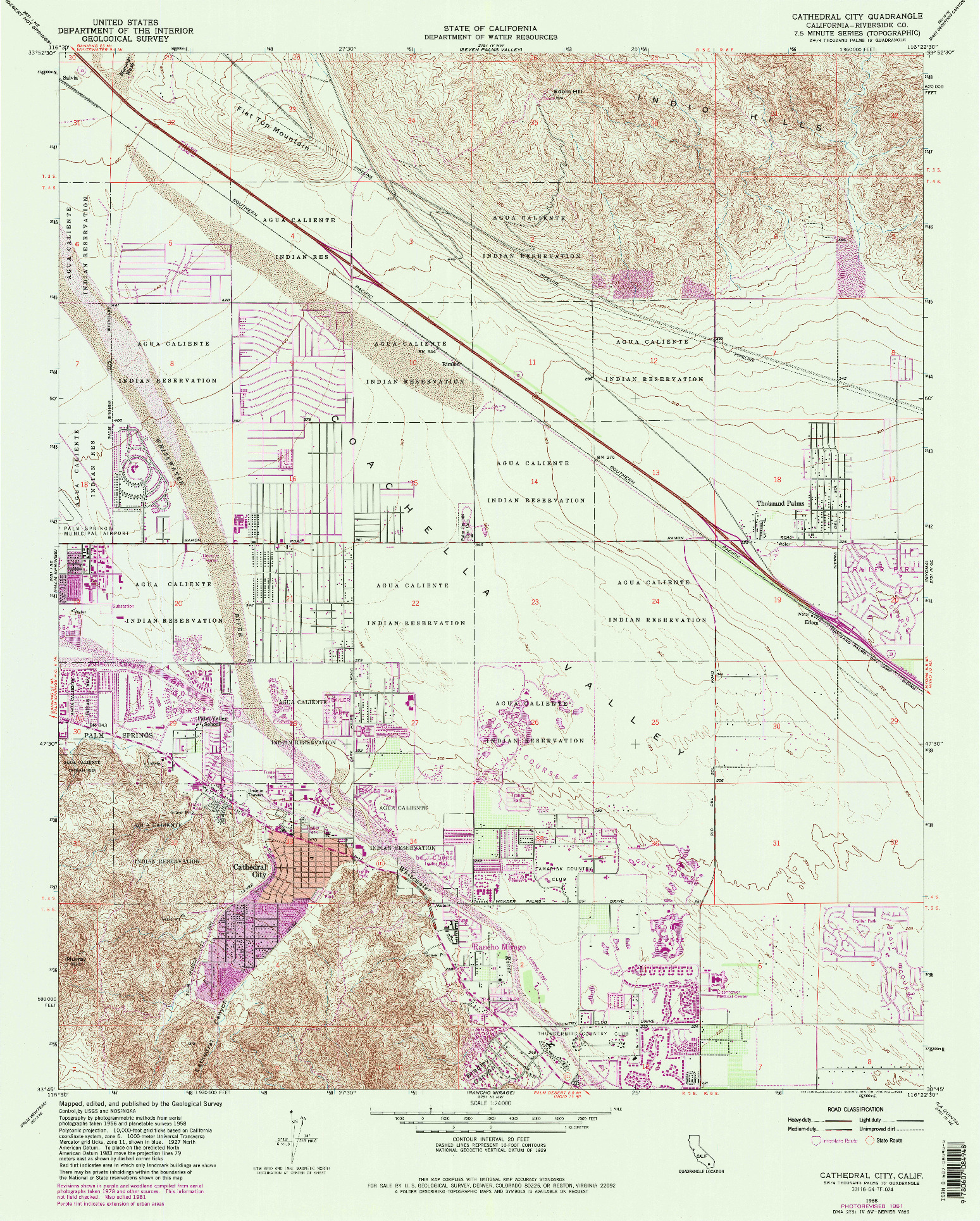 USGS 1:24000-SCALE QUADRANGLE FOR CATHEDRAL CITY, CA 1958