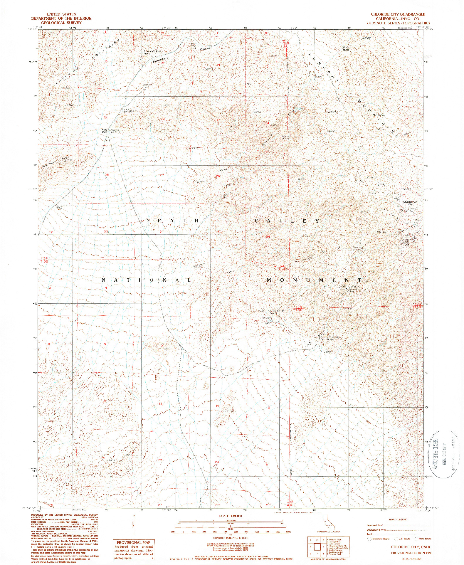 USGS 1:24000-SCALE QUADRANGLE FOR CHLORIDE CITY, CA 1988