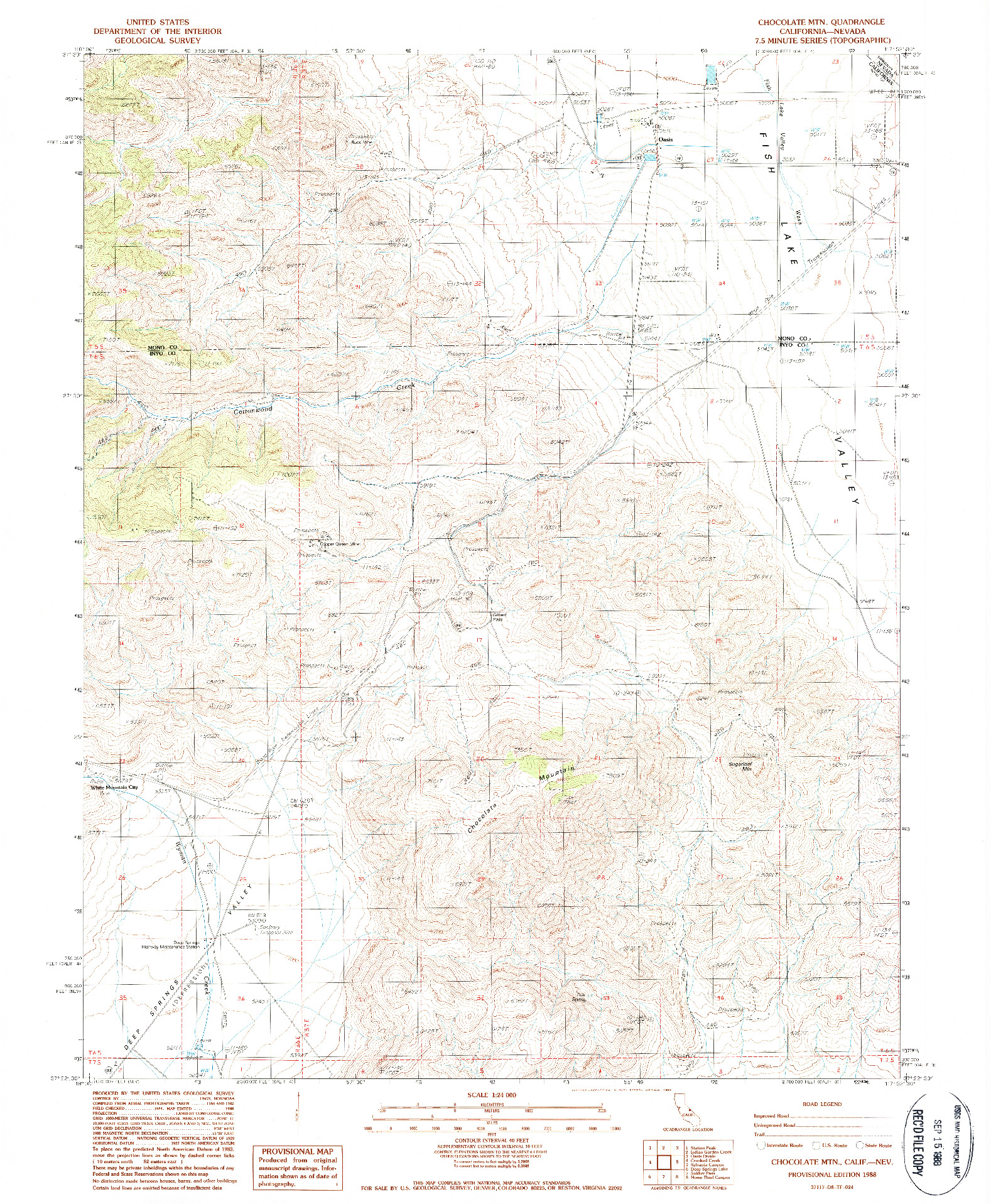 USGS 1:24000-SCALE QUADRANGLE FOR CHOCOLATE MTN, CA 1988