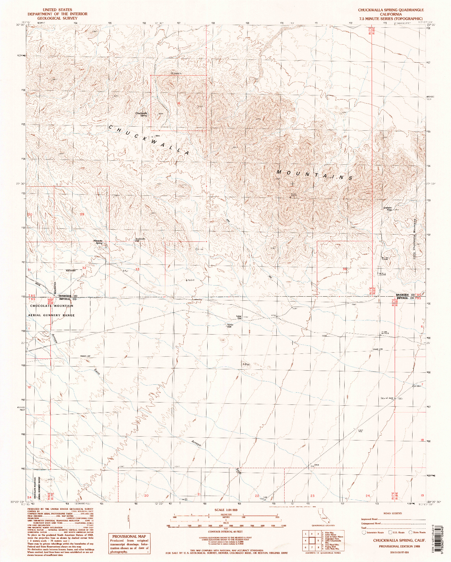 USGS 1:24000-SCALE QUADRANGLE FOR CHUCKWALLA SPRING, CA 1988