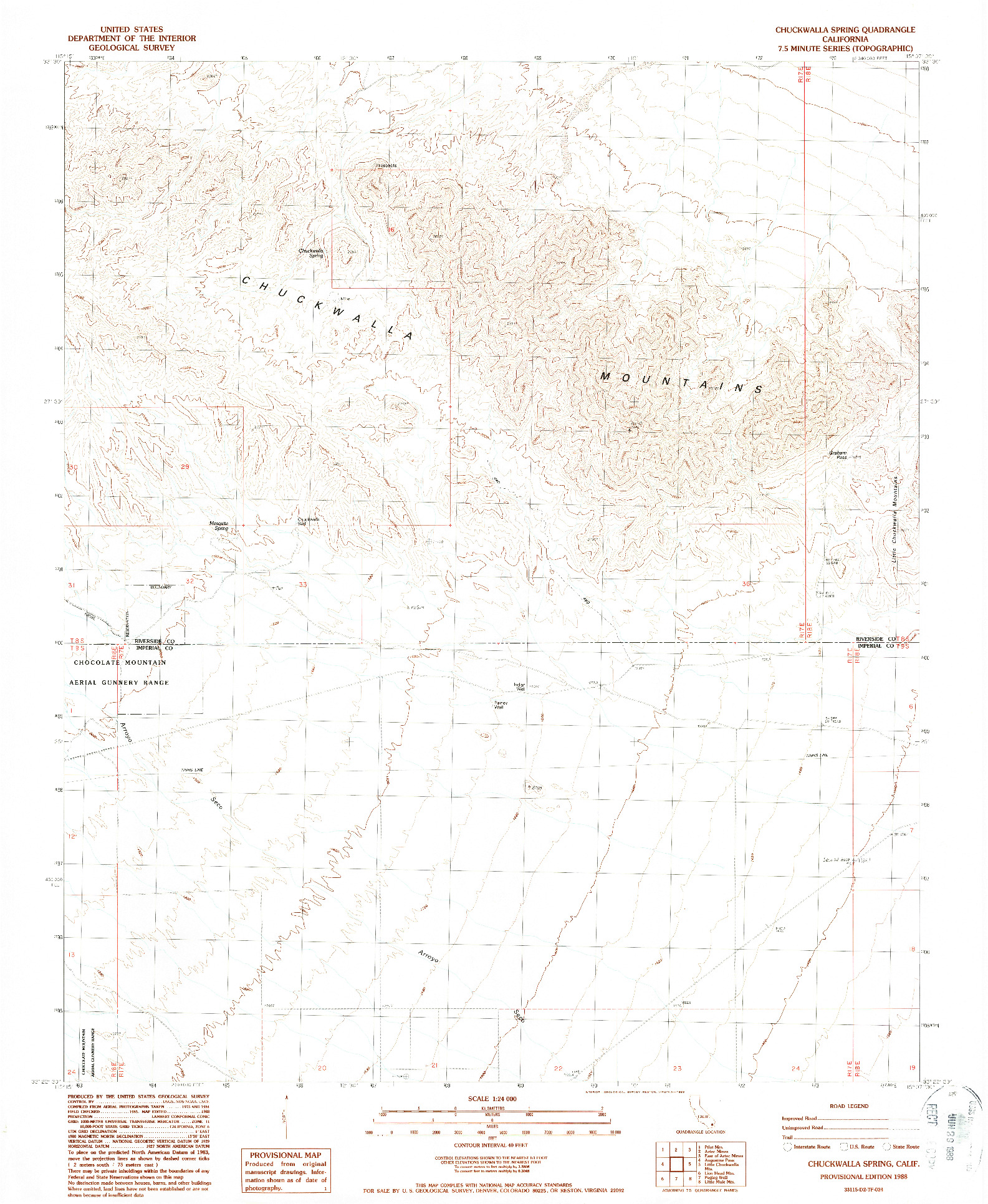USGS 1:24000-SCALE QUADRANGLE FOR CHUCKWALLA SPRING, CA 1988