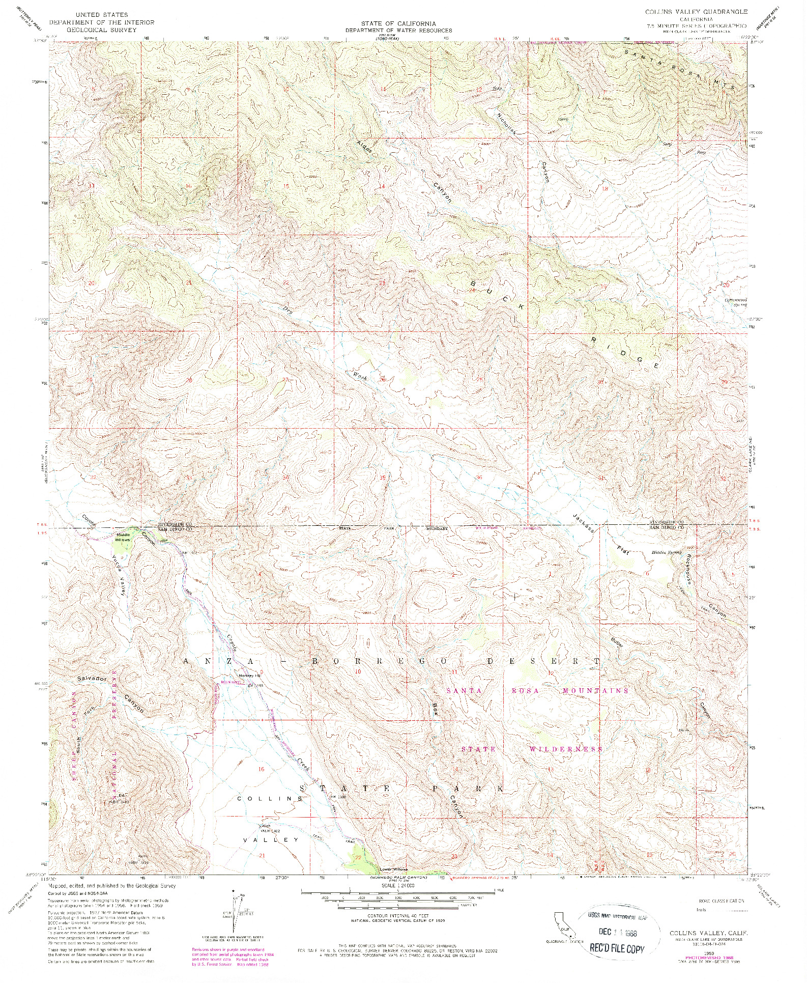 USGS 1:24000-SCALE QUADRANGLE FOR COLLINS VALLEY, CA 1959