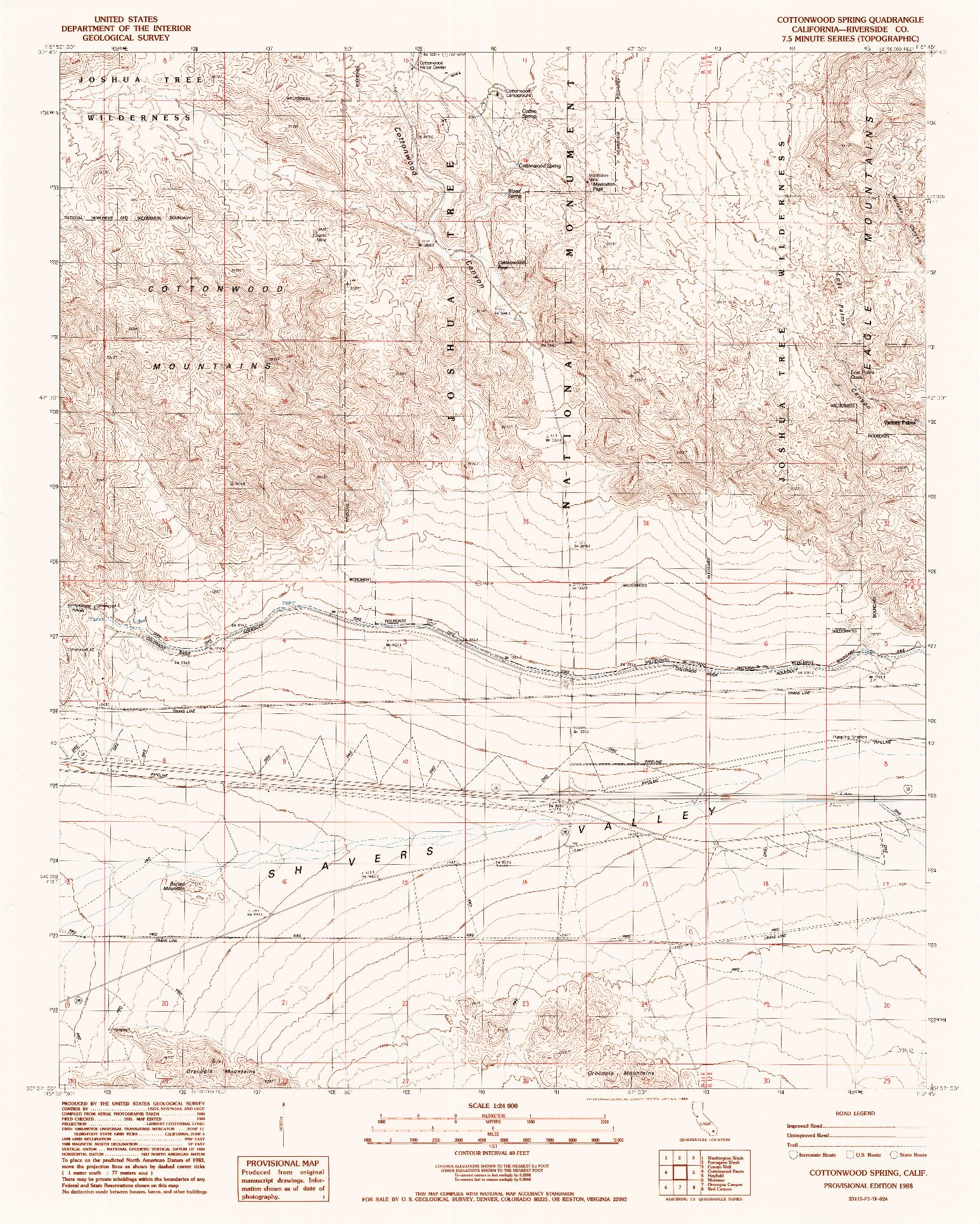 USGS 1:24000-SCALE QUADRANGLE FOR COTTONWOOD SPRING, CA 1988