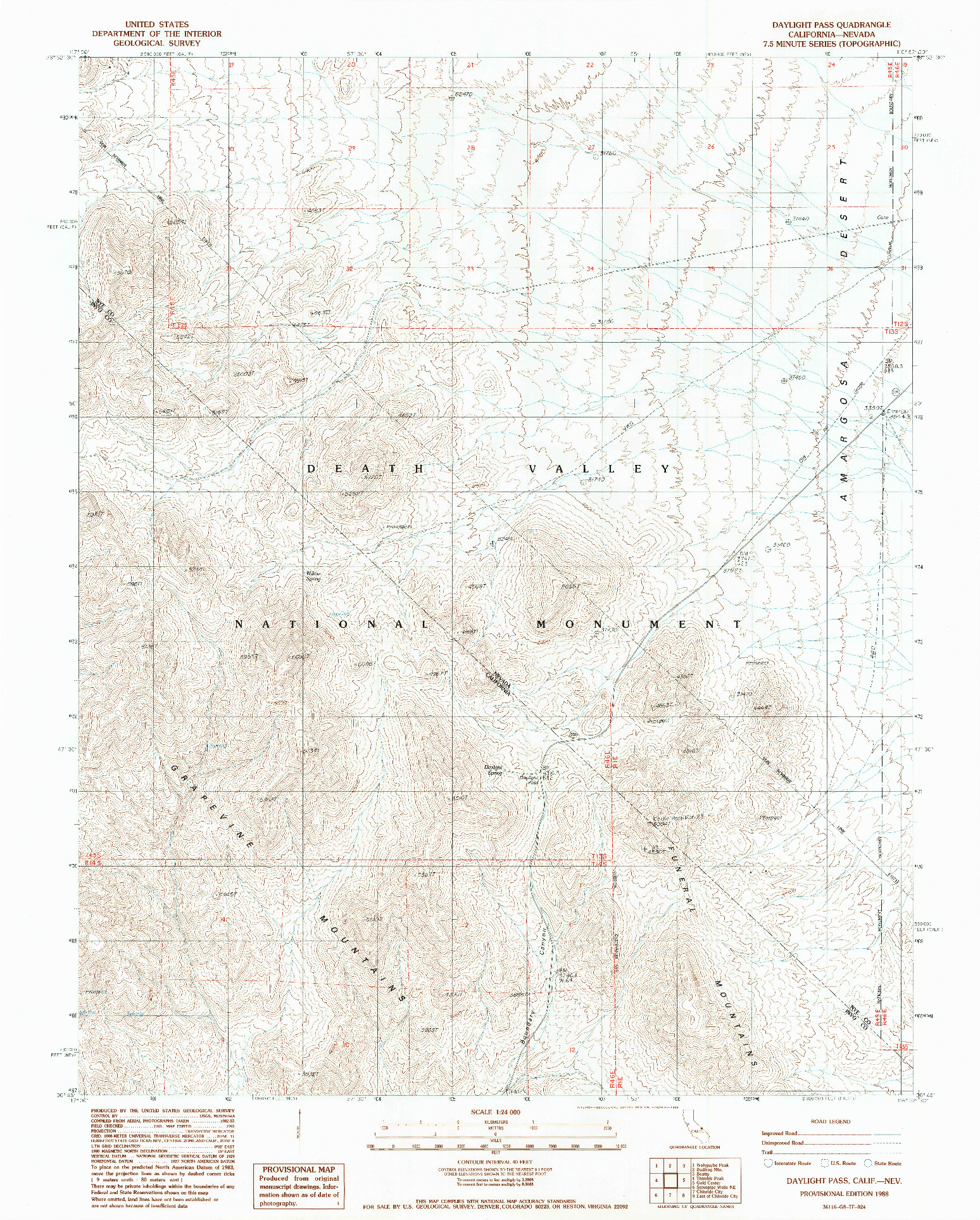 USGS 1:24000-SCALE QUADRANGLE FOR DAYLIGHT PASS, CA 1988