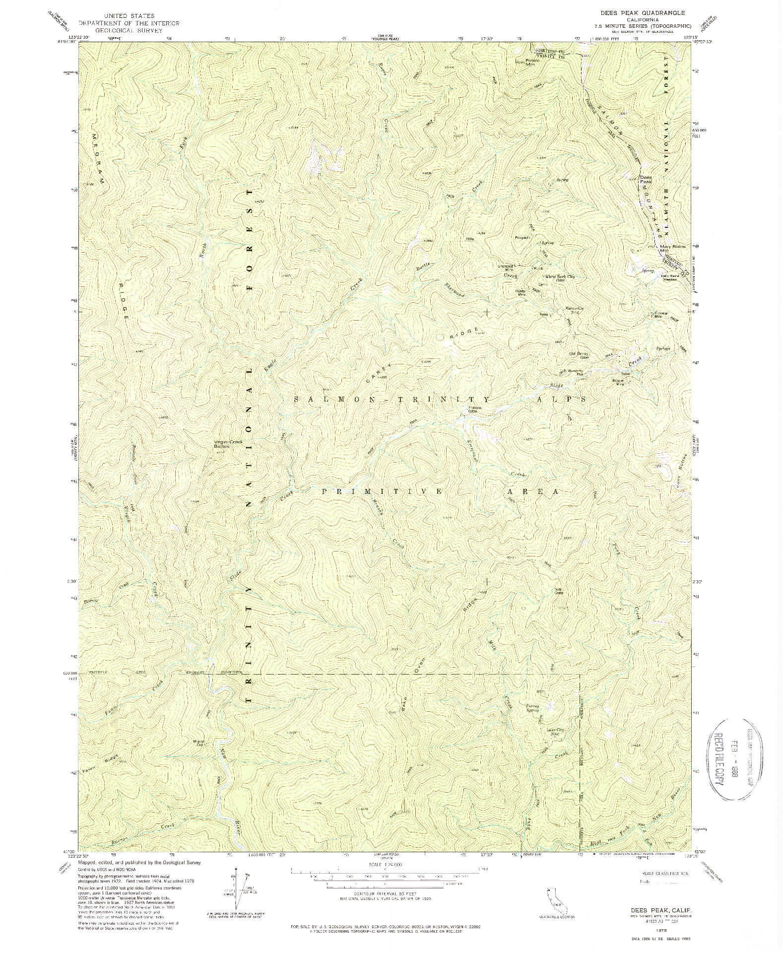 USGS 1:24000-SCALE QUADRANGLE FOR DEES PEAK, CA 1978