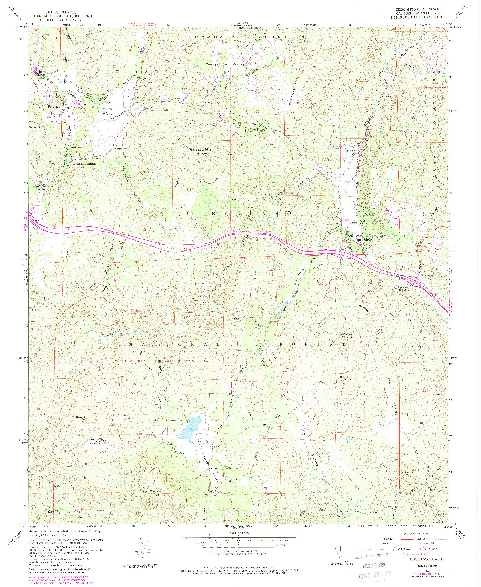 USGS 1:24000-SCALE QUADRANGLE FOR DESCANSO, CA 1960