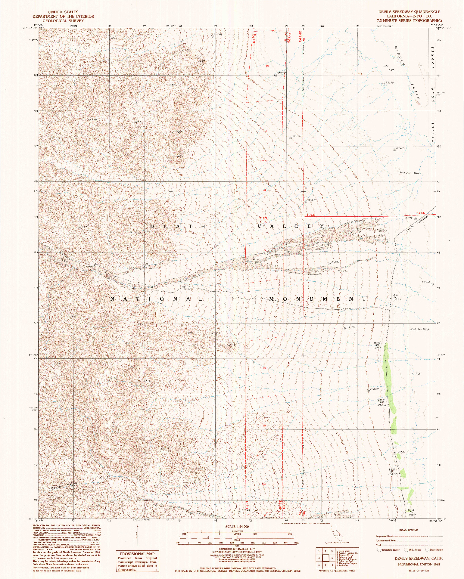 USGS 1:24000-SCALE QUADRANGLE FOR DEVILS SPEEDWAY, CA 1988
