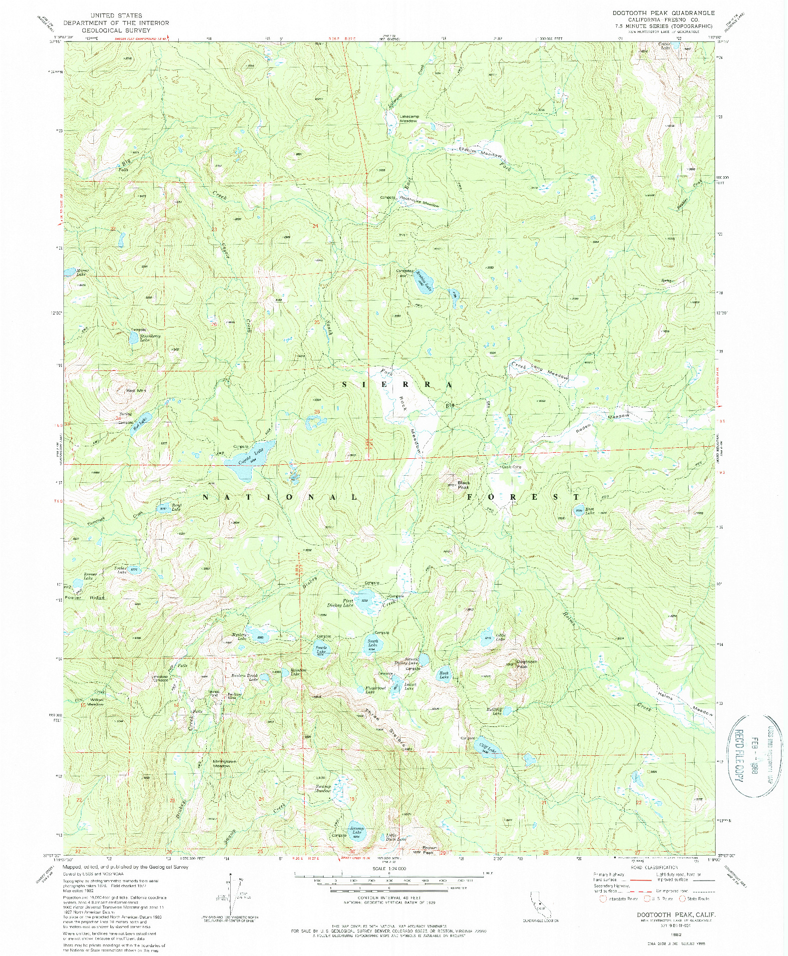 USGS 1:24000-SCALE QUADRANGLE FOR DOGTOOTH PEAK, CA 1982