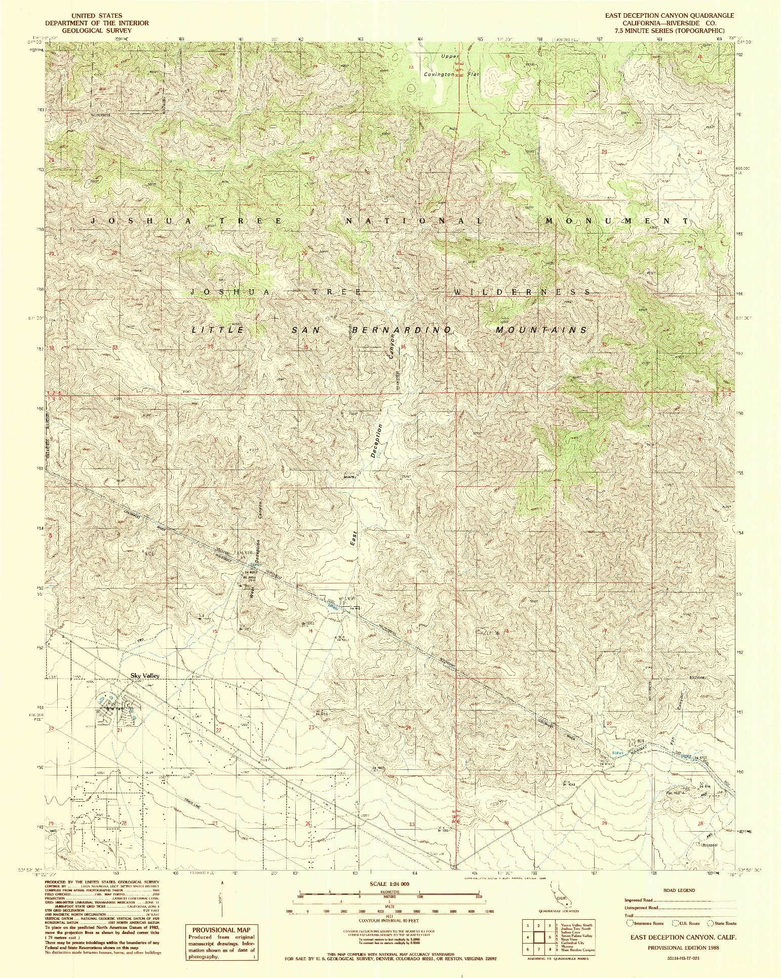 USGS 1:24000-SCALE QUADRANGLE FOR EAST DECEPTION CANYON, CA 1988